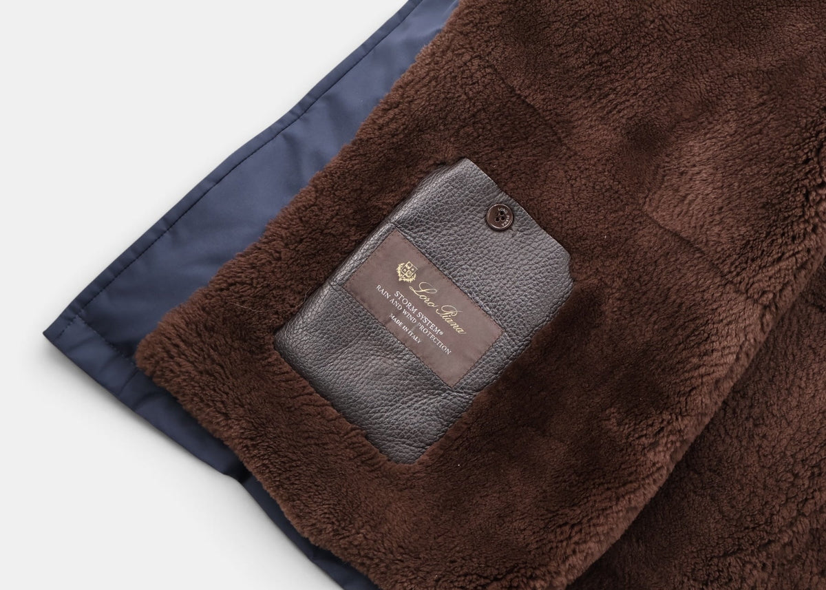 Navy Hooded Castarino Lined Coat