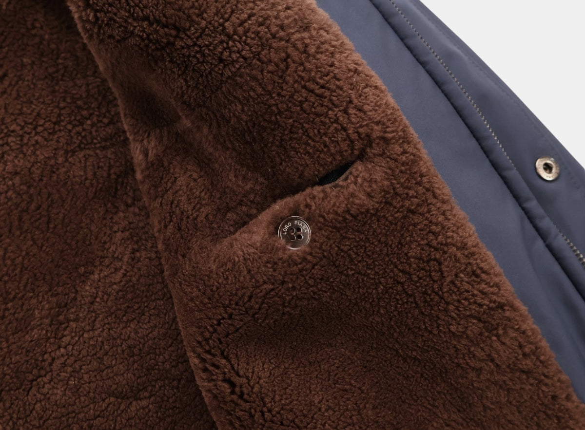 Navy Hooded Castarino Lined Coat