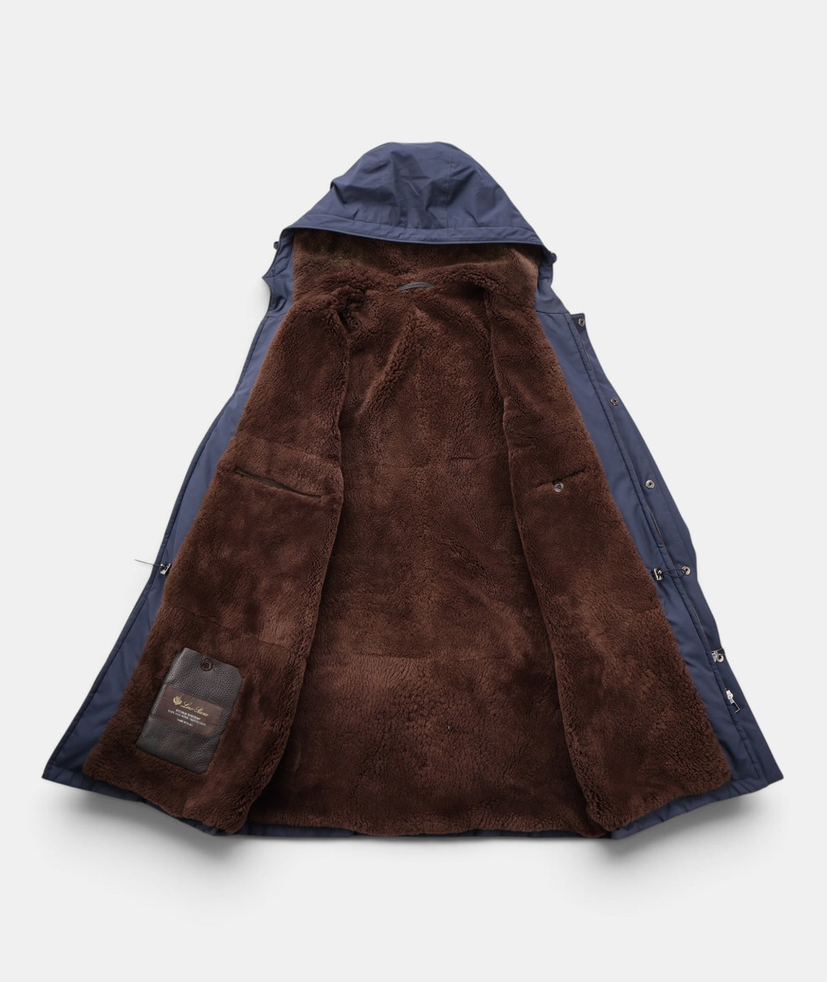 Navy Hooded Castarino Lined Coat