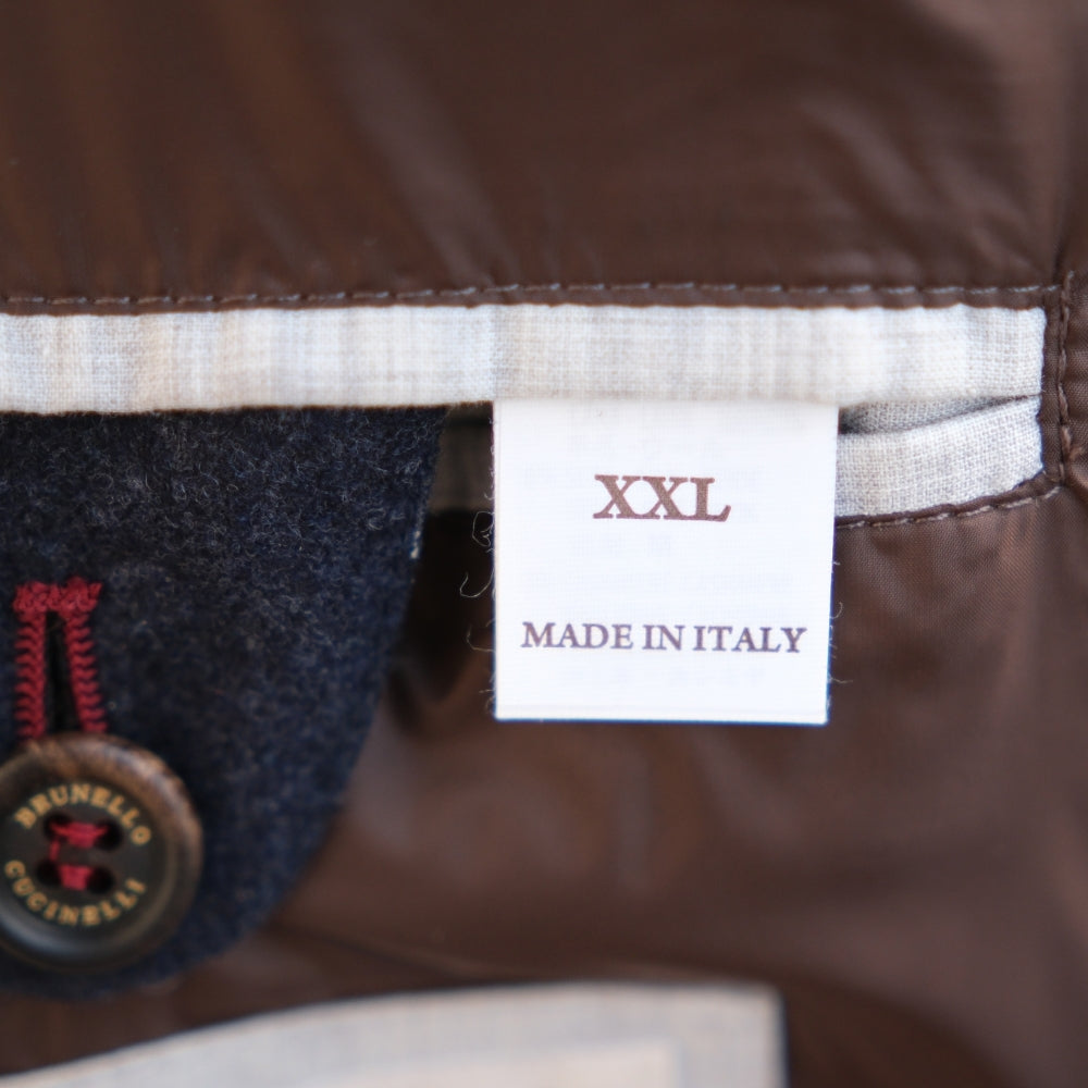 Navy Blue Down Coat made of Virgin Wool/Silk/Cashmere (XXL)