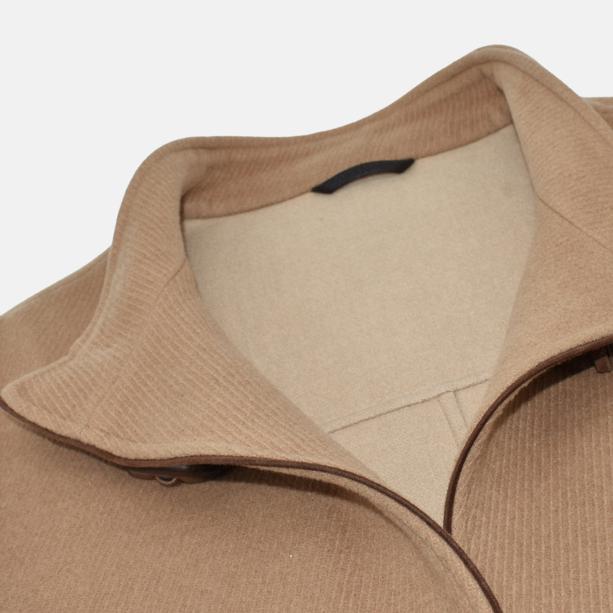 Beige Baby Camel Montgomery Coat/Leather Details with Detachable Hood (XL)