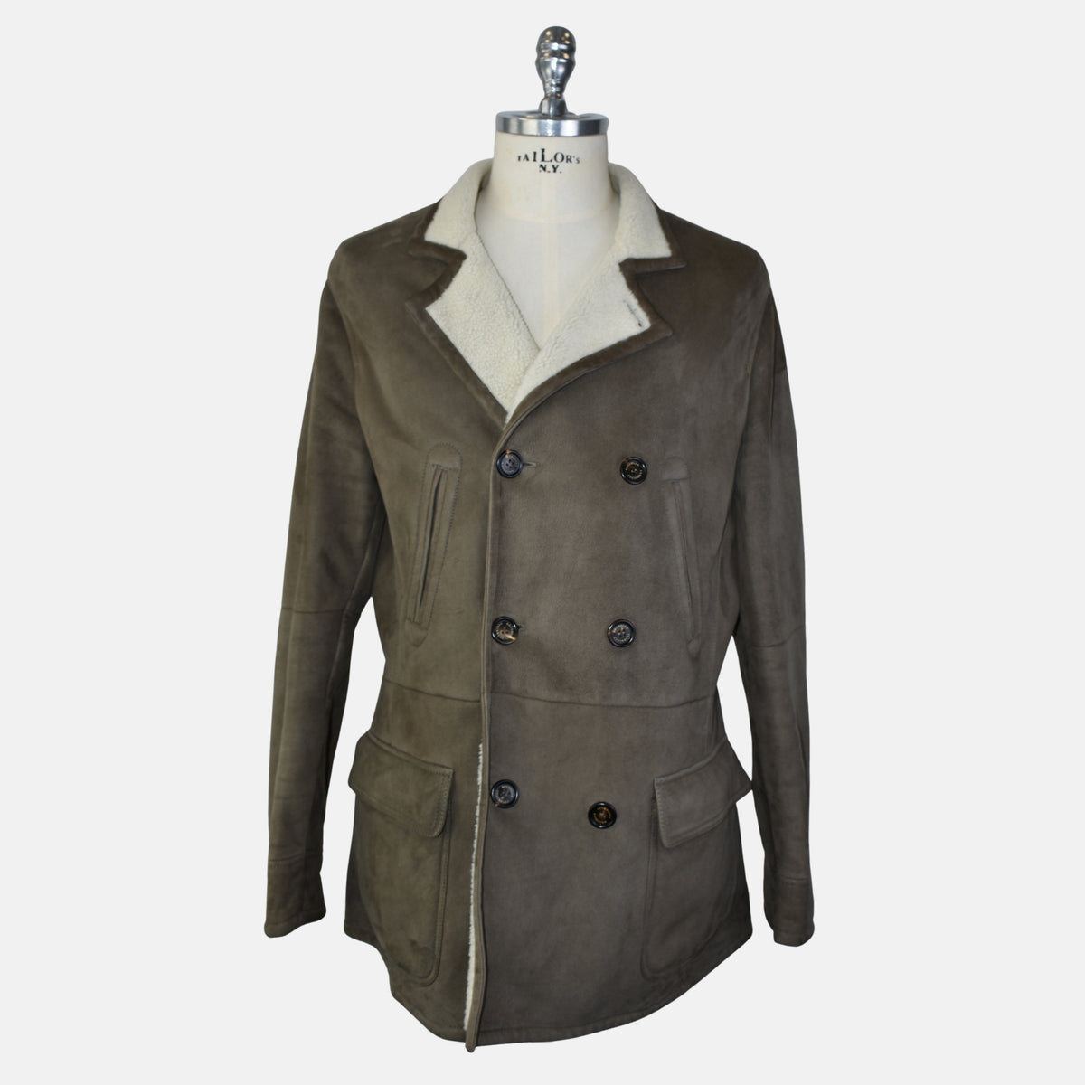 Light Brown Double Breasted Shearling Coat (L)