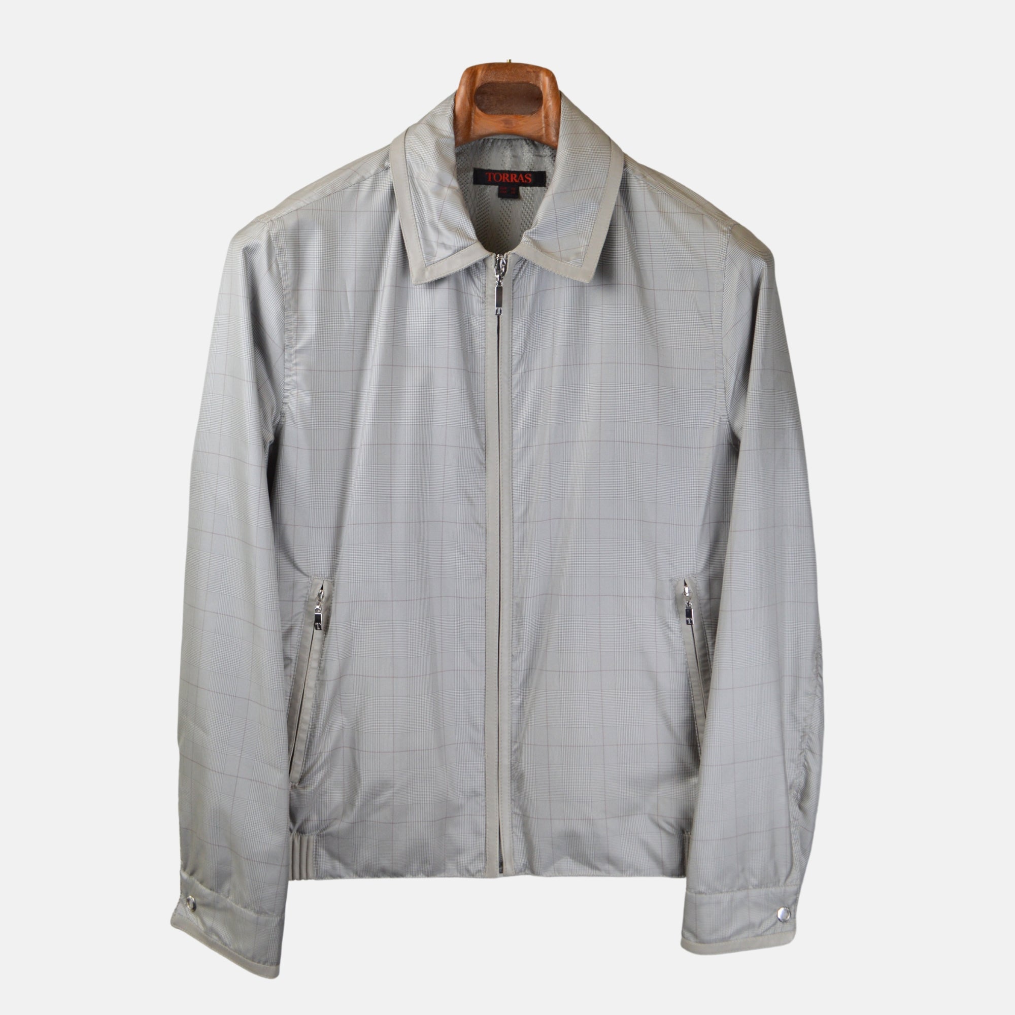 Beige Checked Blouson / Jacket made of Silk (EU 48)