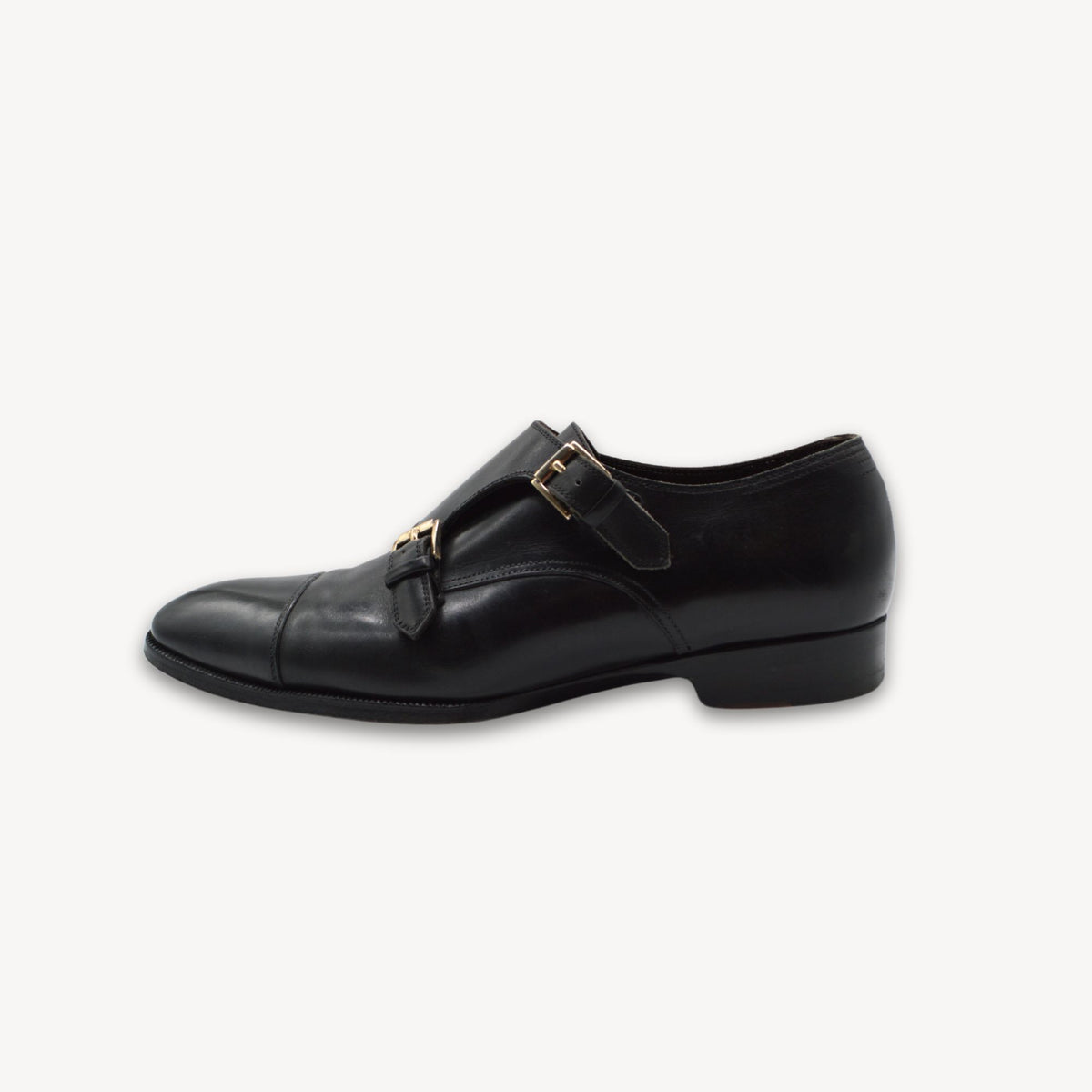 Schwarze Doppelmonks aus Leder (EU 39,5)