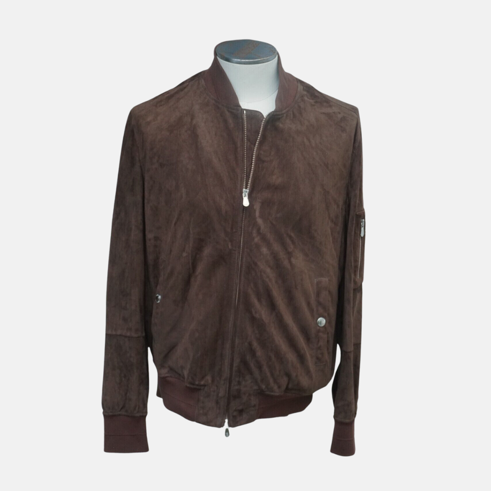 Brown Bomber-Jacket made of Suede (M)