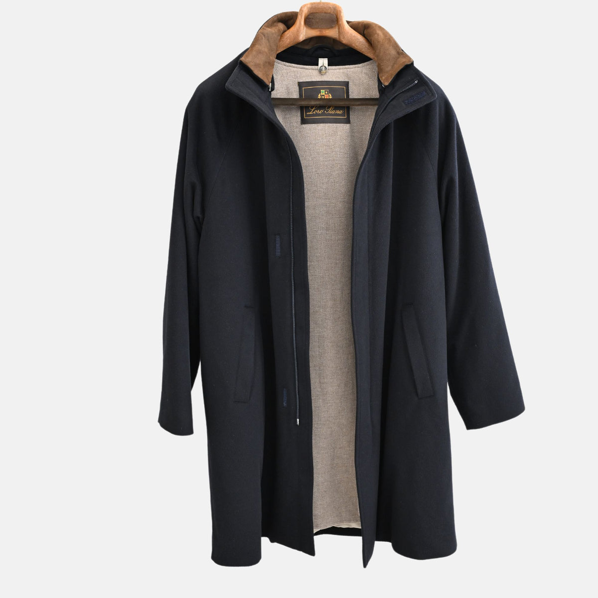 Marineblauer Vicuña-Icer-Mantel (L)