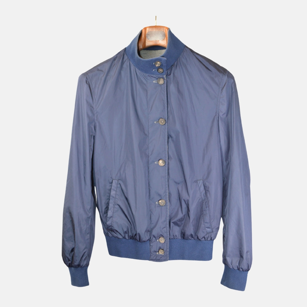 Blue/Grey Reversible Blouson made of Cotton/Polyamide (EU 46)
