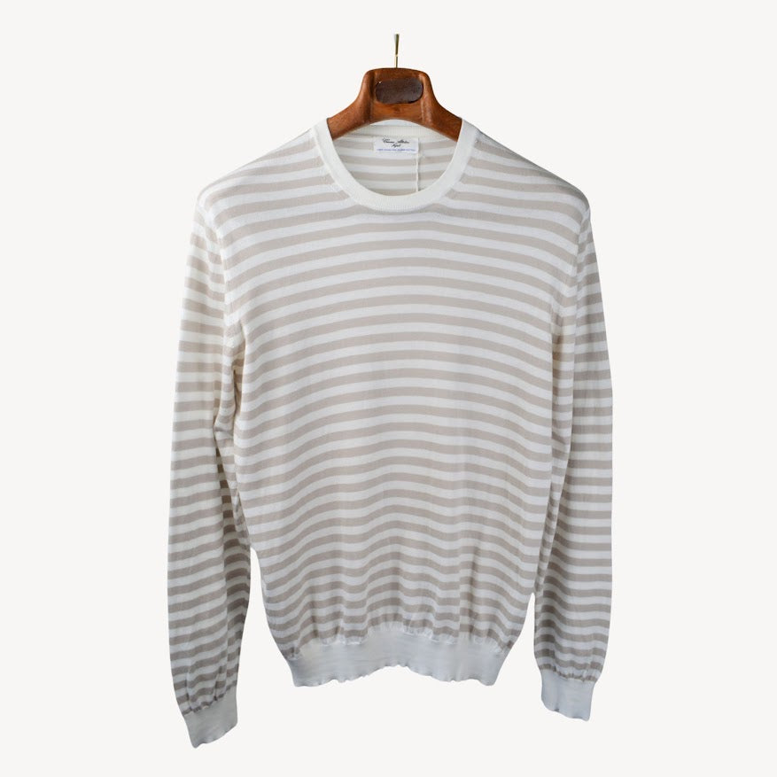 Striped Sweater made of Sea Island Cotton (EU 50)