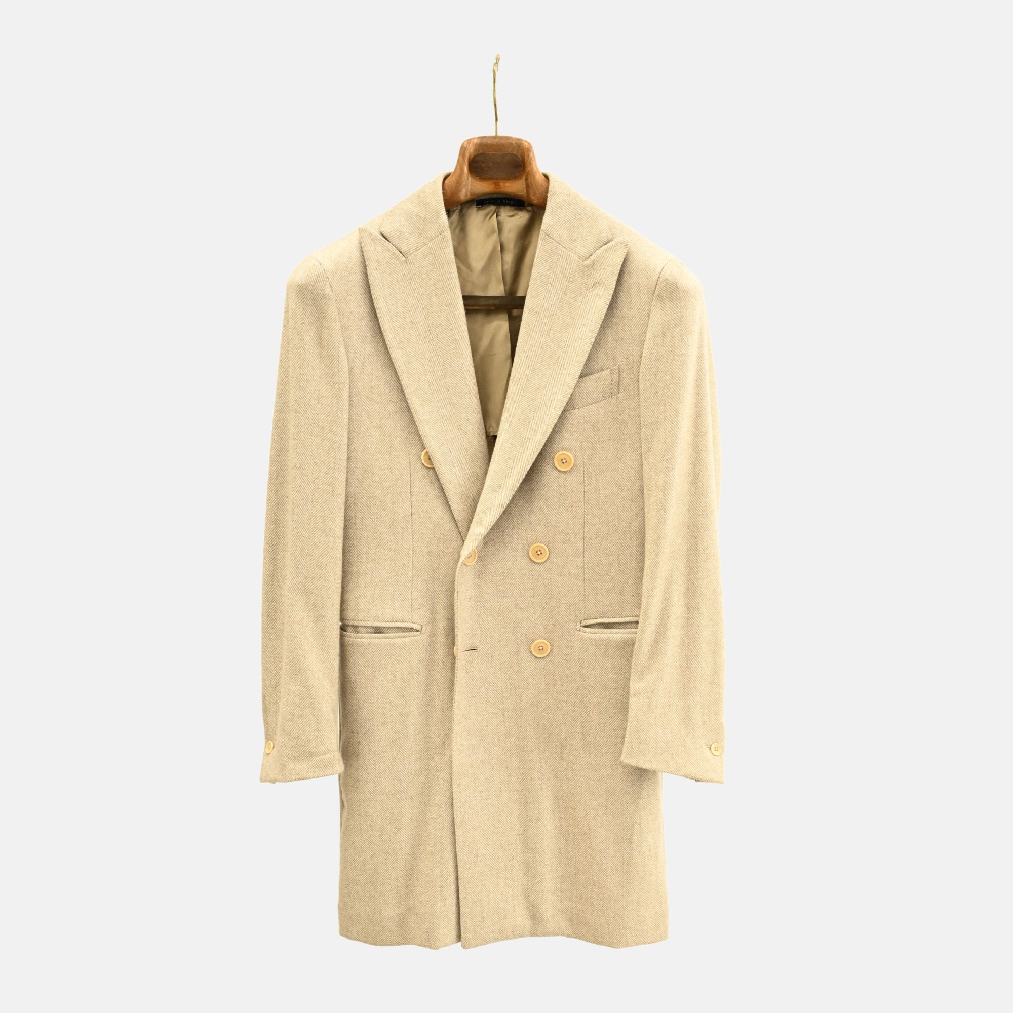 Beige Double Breasted Cashmere Coat (EU 44)