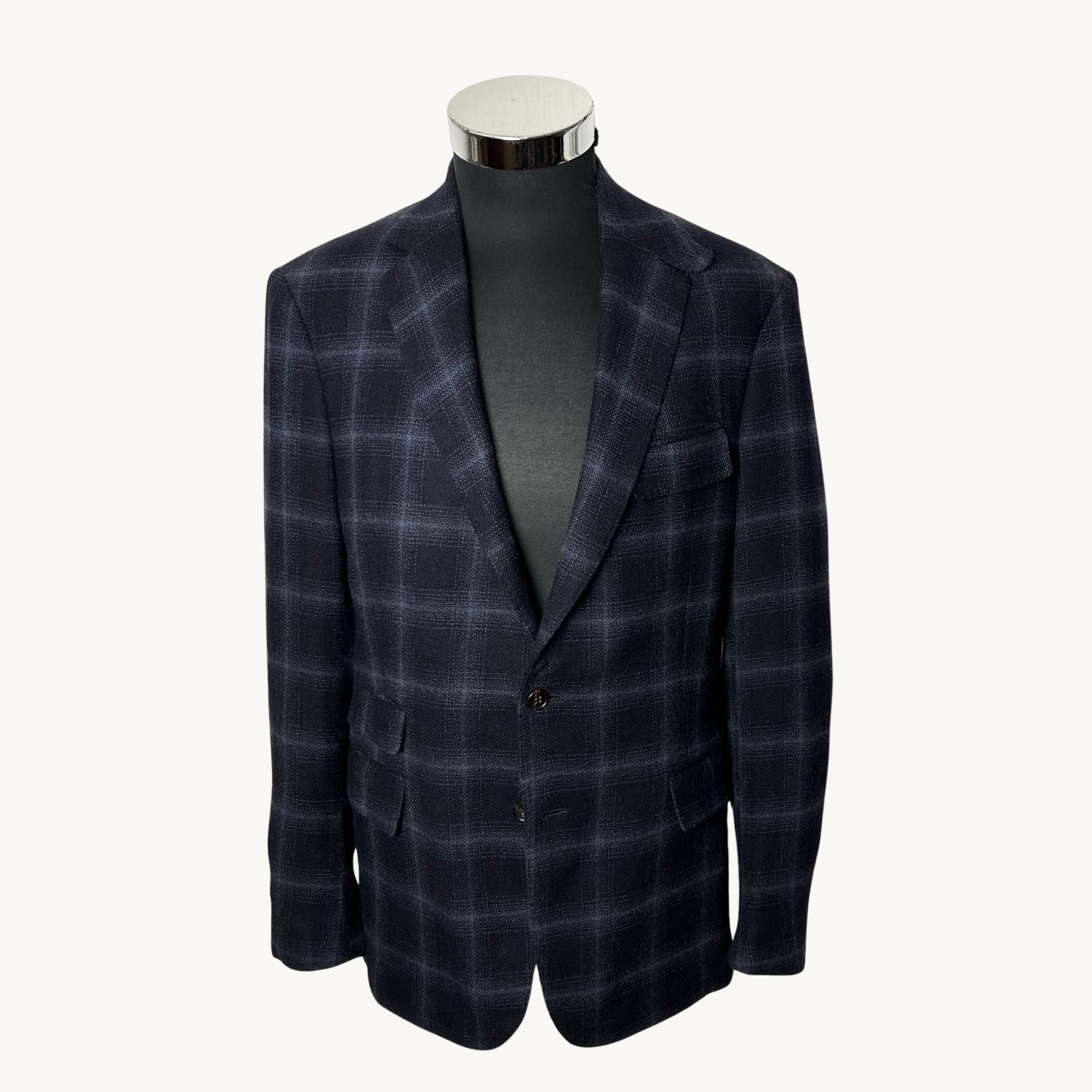 Navy Pattnerned Blazer made of Camel Hair (EU 50)