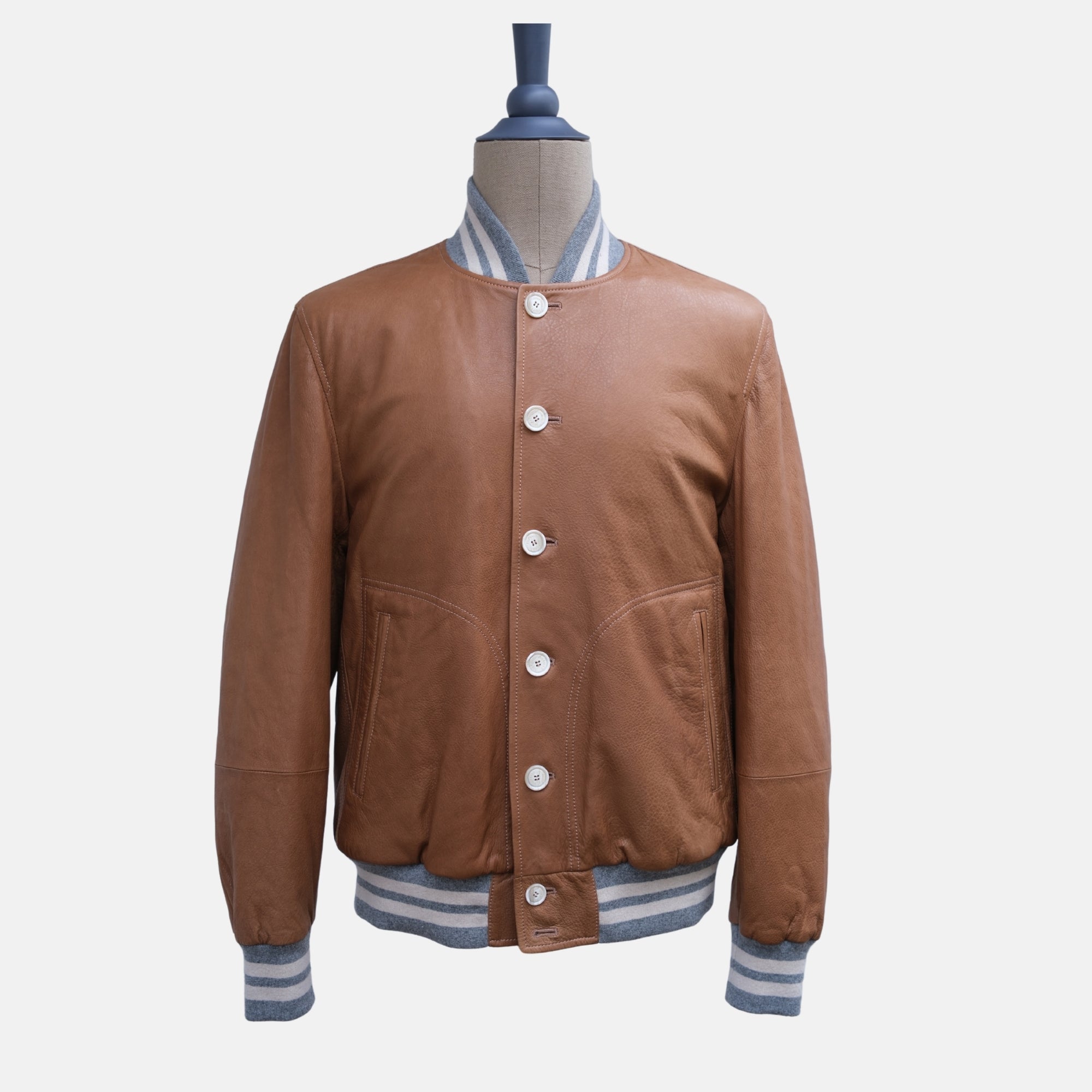 Light Brown Bomber Jacket made of Leather (S)