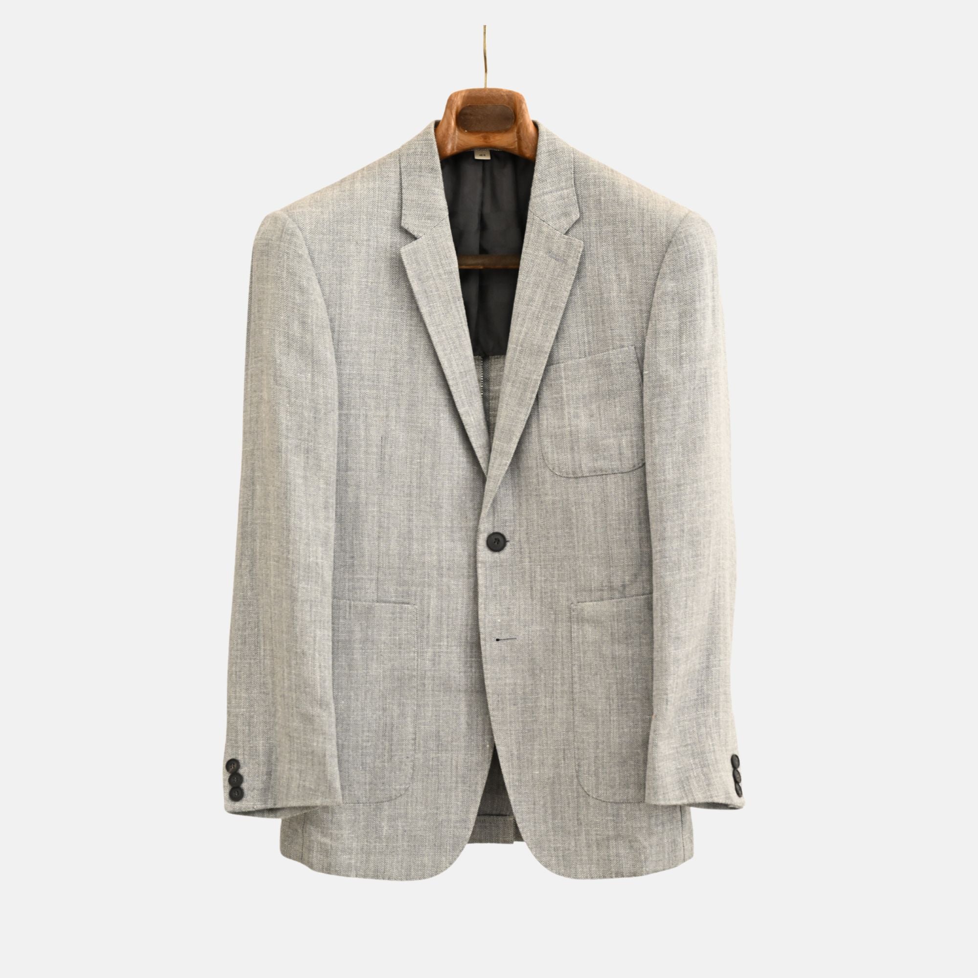 Grey/White Blazer made of Wool/Silk/Linen (EU 48)