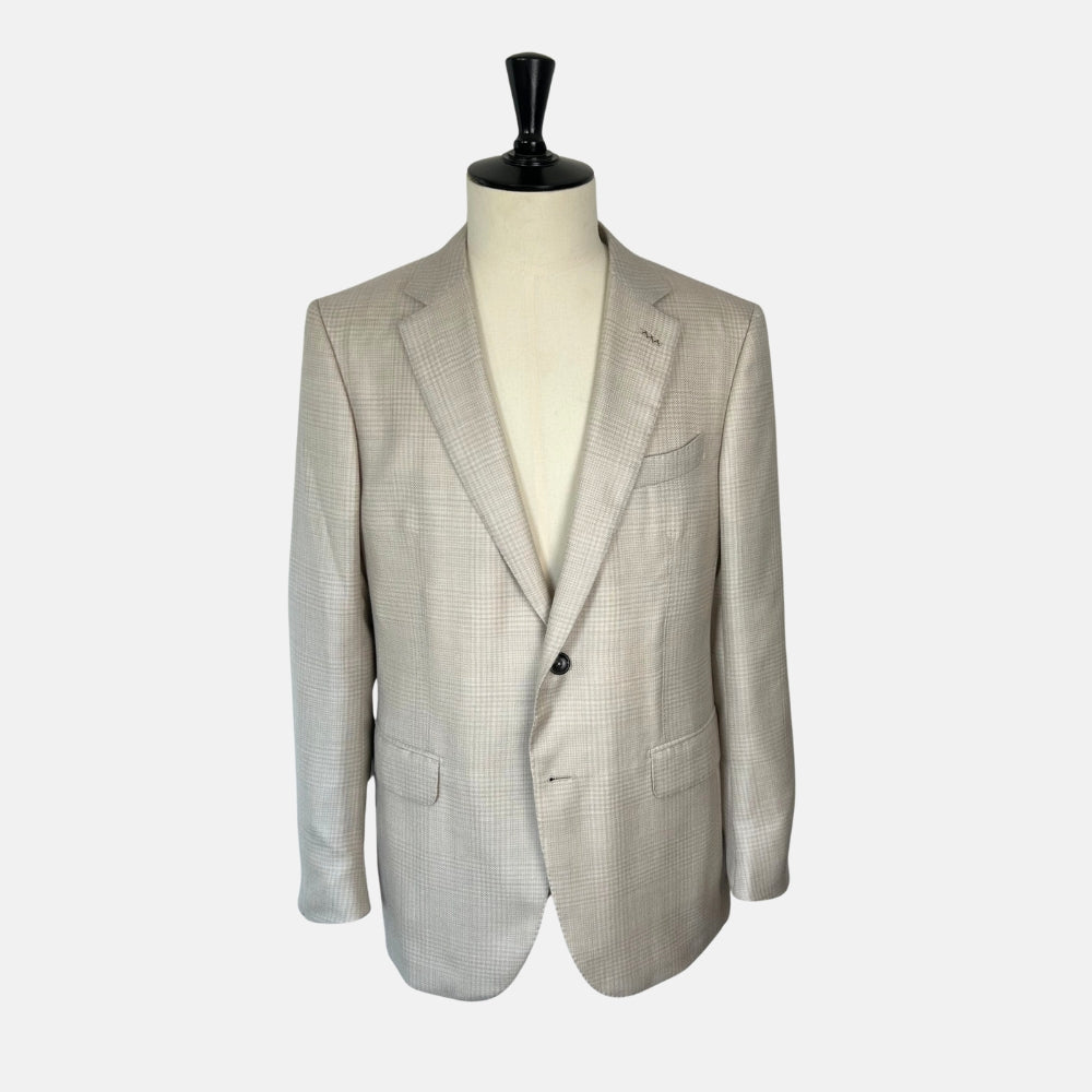 Ecru Patterned Blazer made of Cashmere/Silk (EU 54)