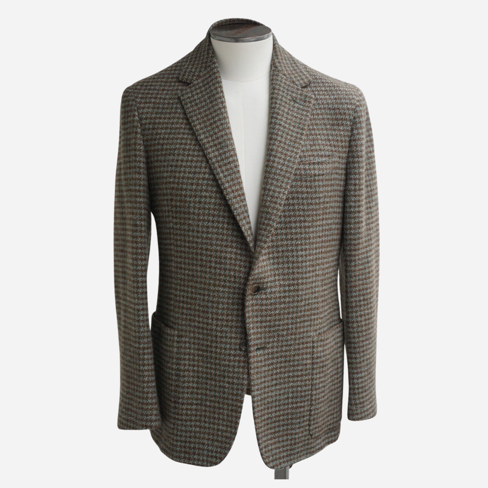 Olive Patterned Blazer made of Lambswool Sanpetuna