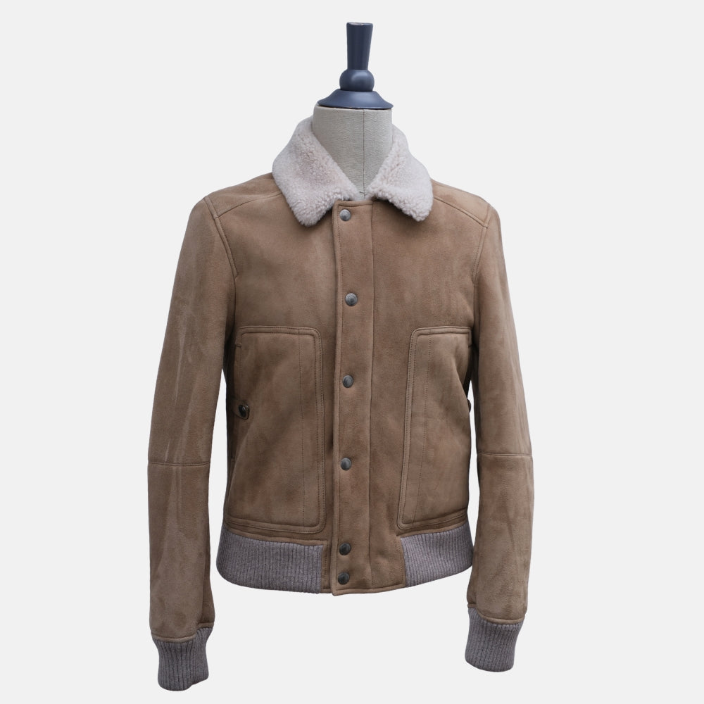 Beige Shearling-Jacke (EU 48)