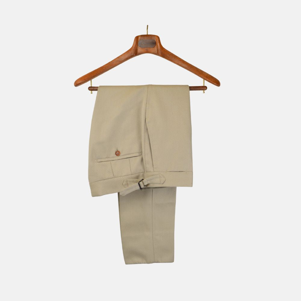 Corduroy Beige/Grey Pants made of Virgin Wool (EU 46)