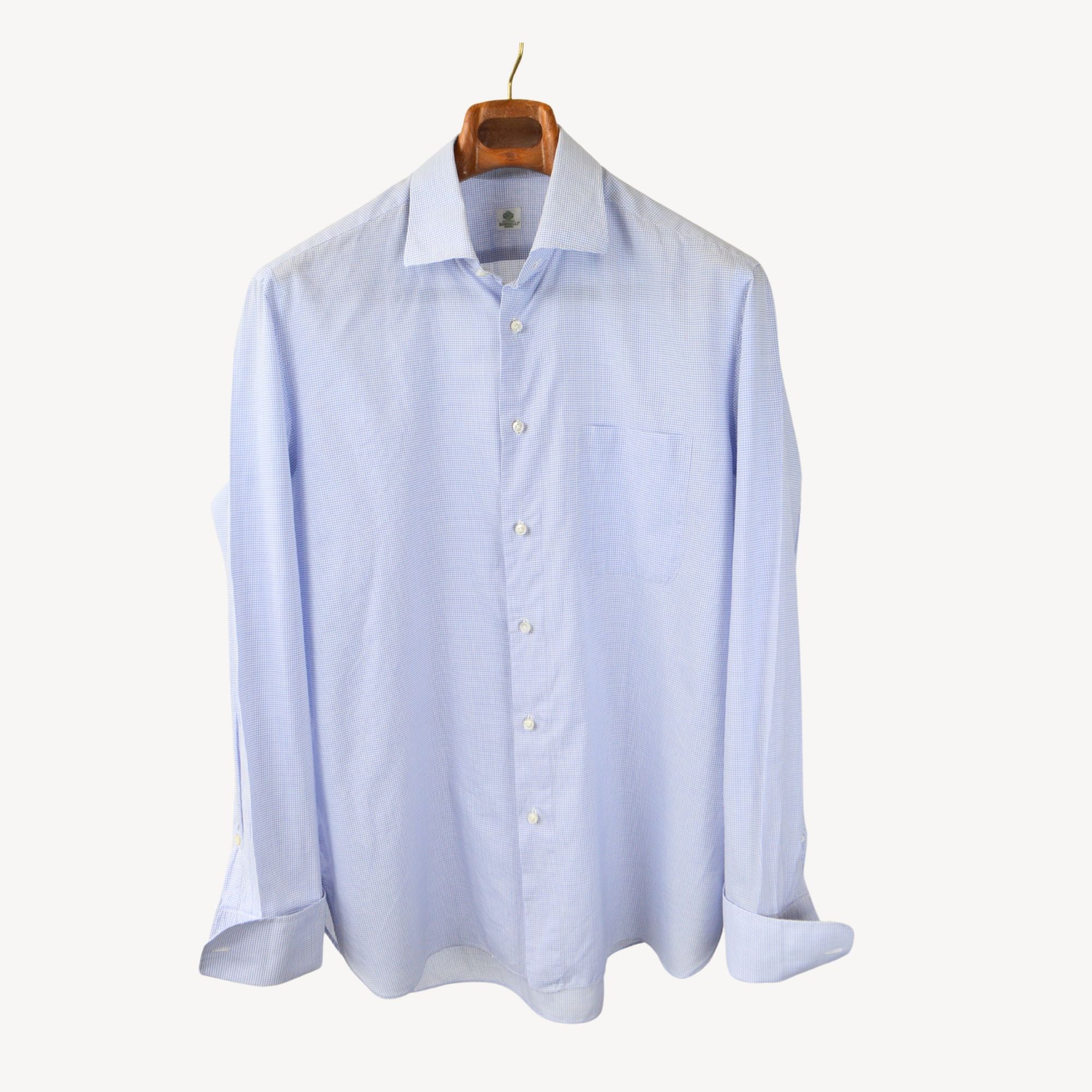 White/Blue Checked Cotton Shirt (EU 39)