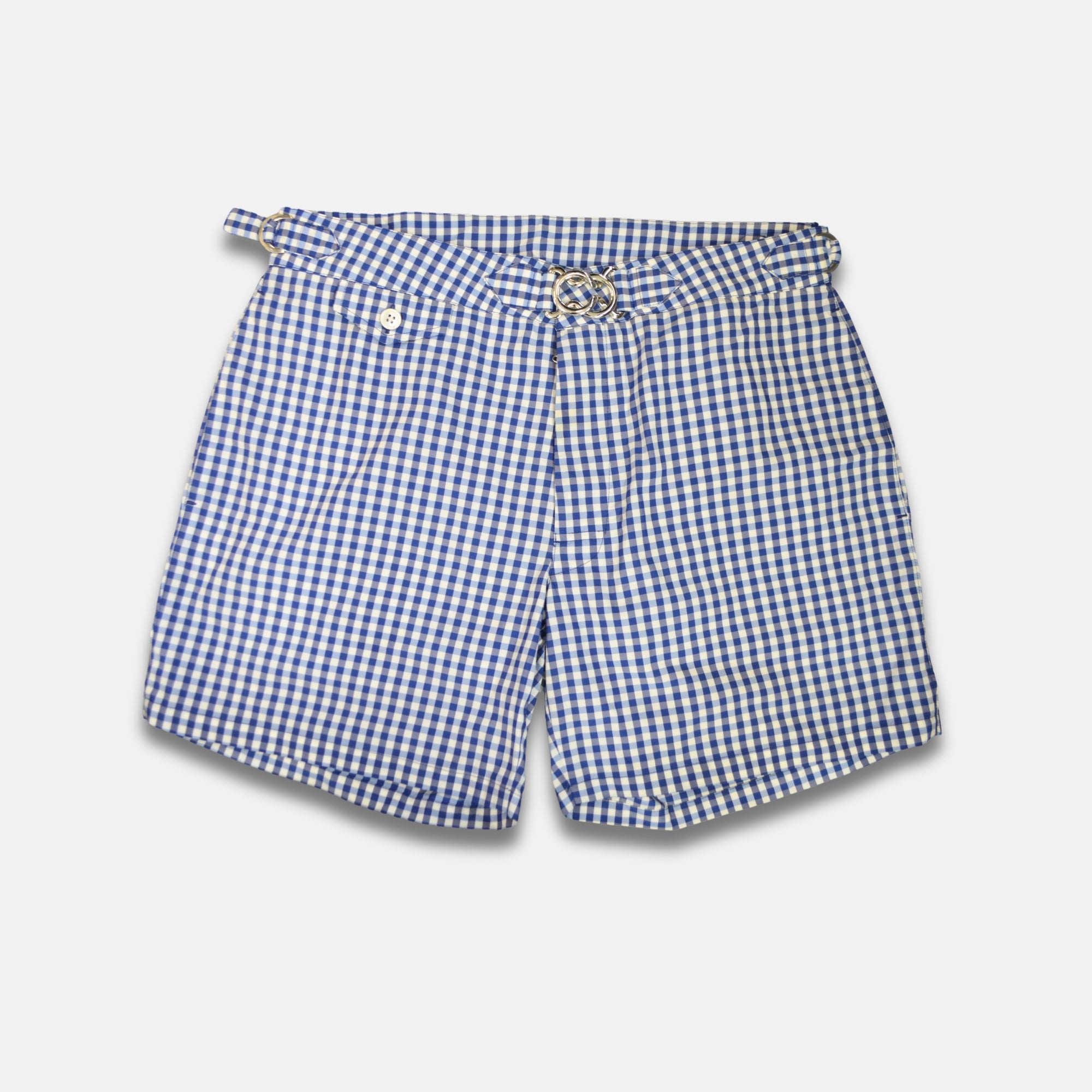 White/Blue Checked Swim Shorts (30 INCH)