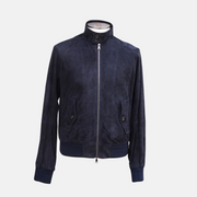 Navy Blue Suede Jacket with Polo Bear (S)