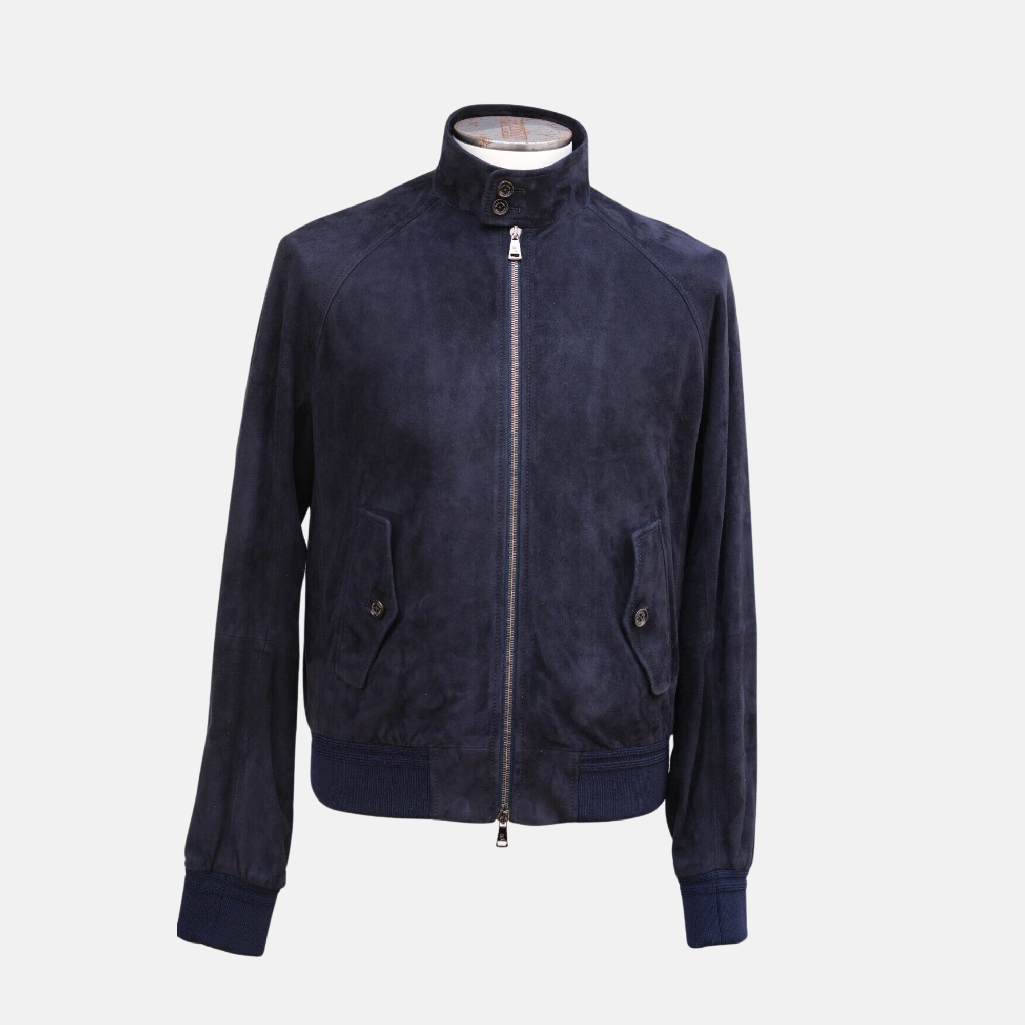 Navy Blue Suede Jacket with Polo Bear (S)