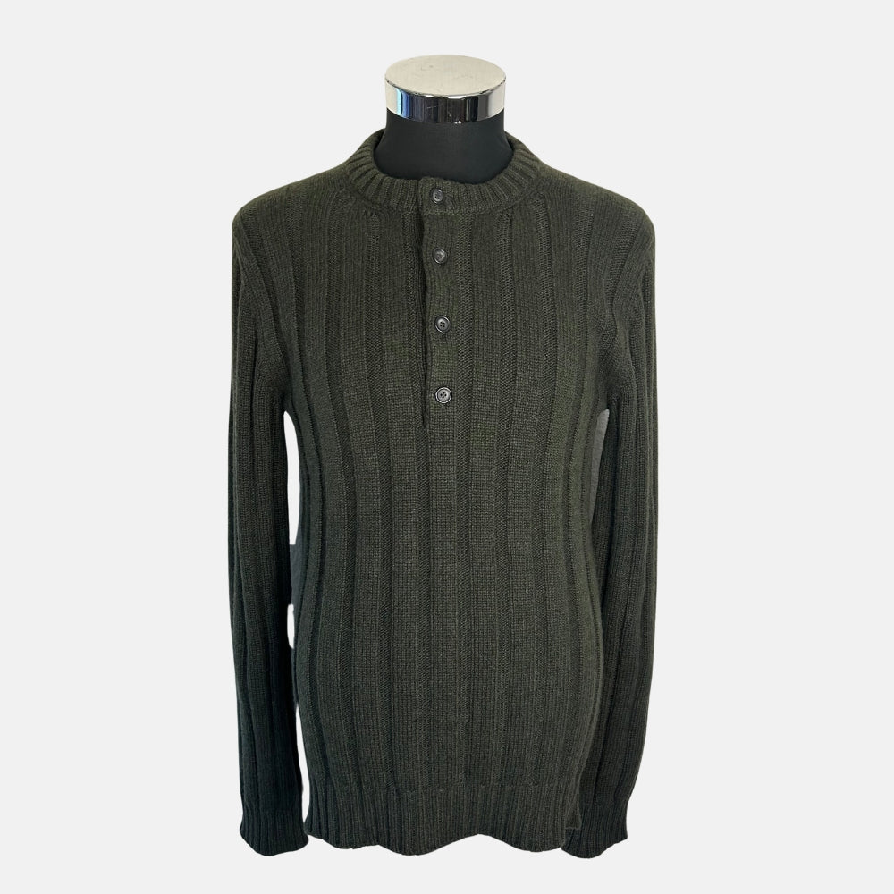 Army Green Henley Sweater made of Cashmere (EU 50)