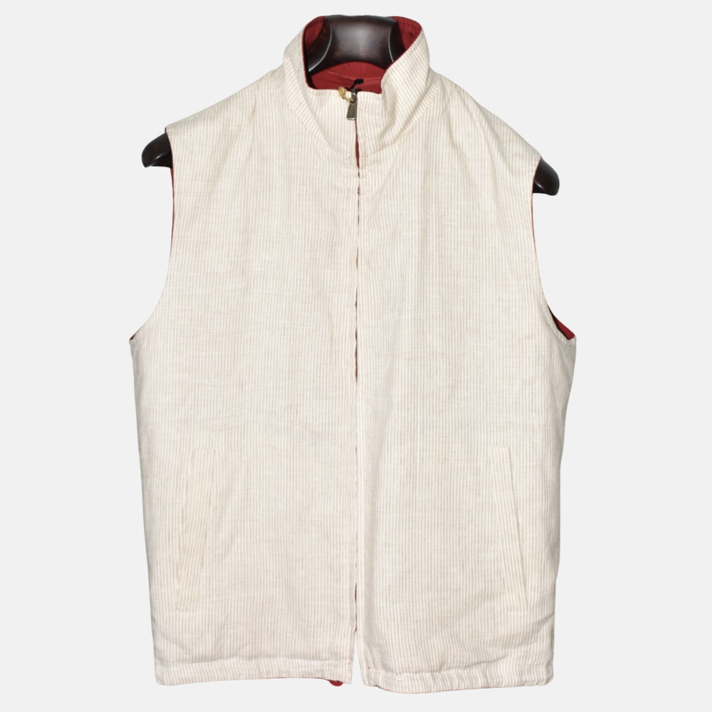 Red-Offwhite/Striped Reversible Vest (S)
