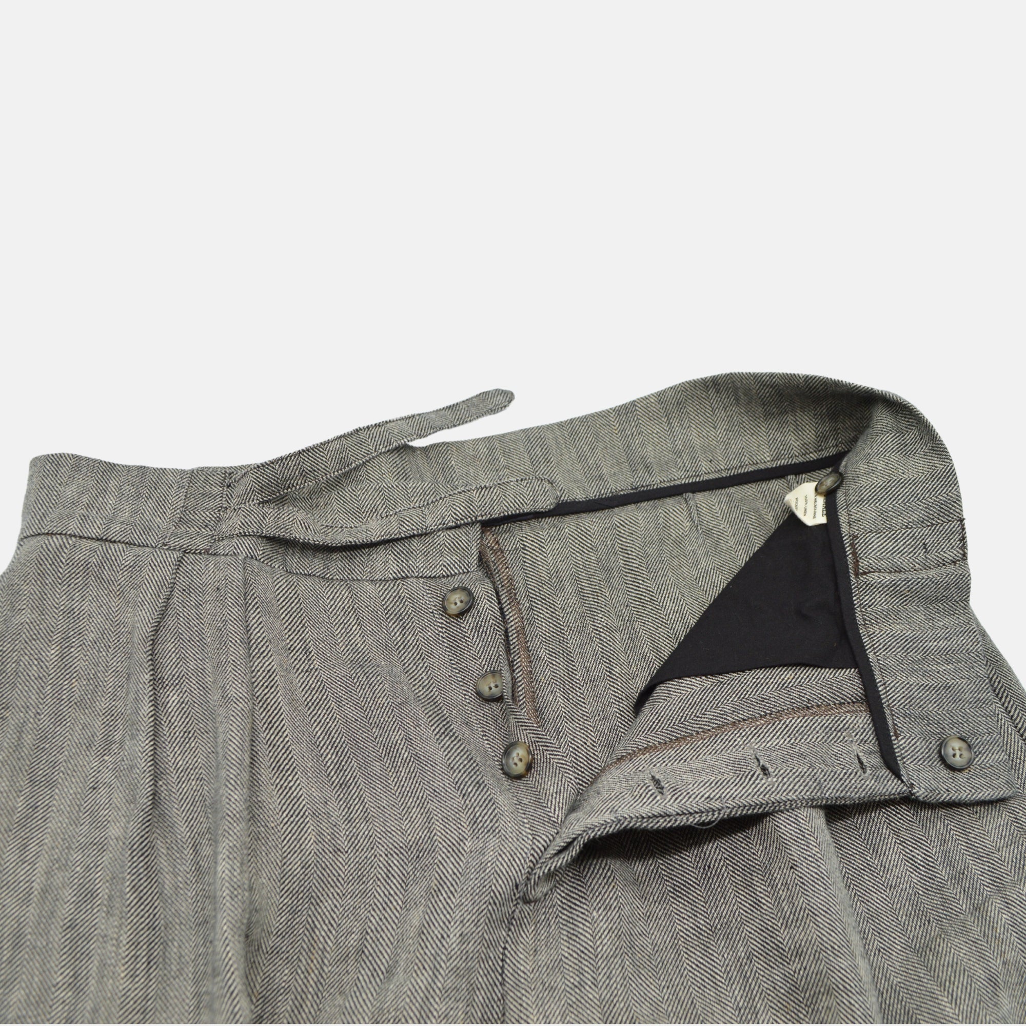 Grey Patterned Trousers made of Linen (W36)