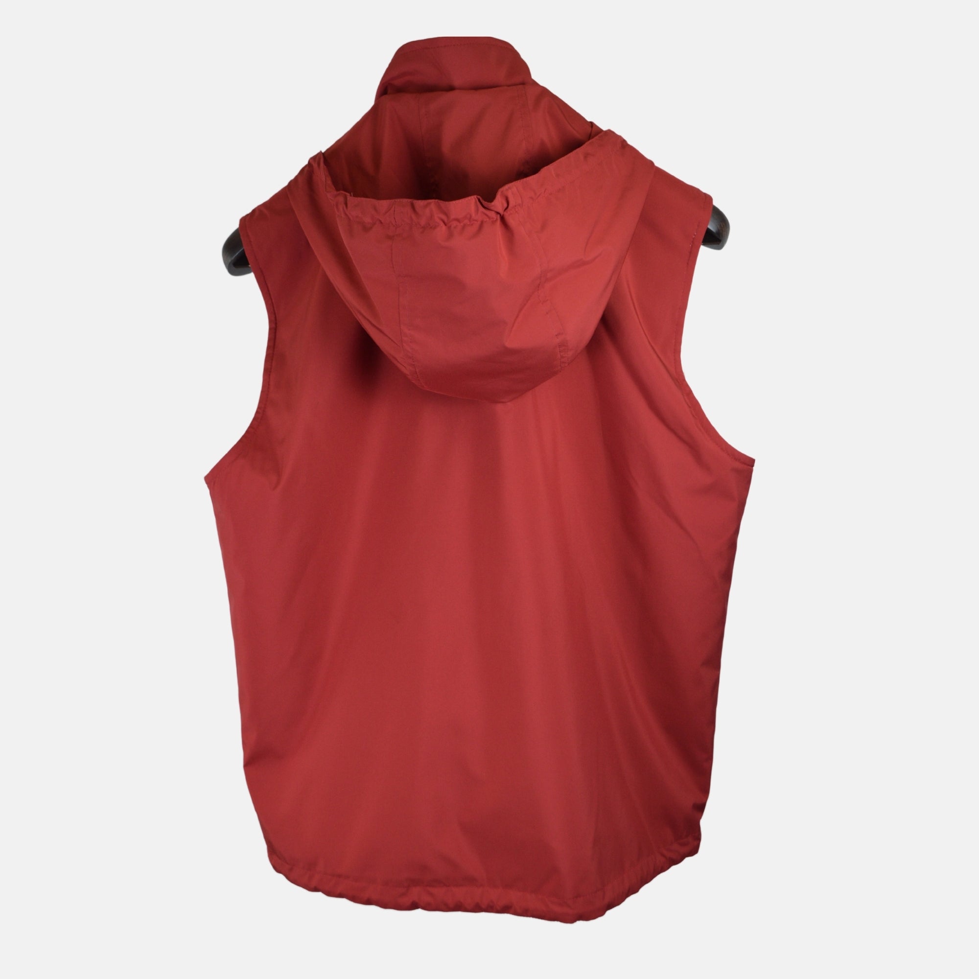 Red/White Lined Reversible Vest made of Linen/Silk (S)