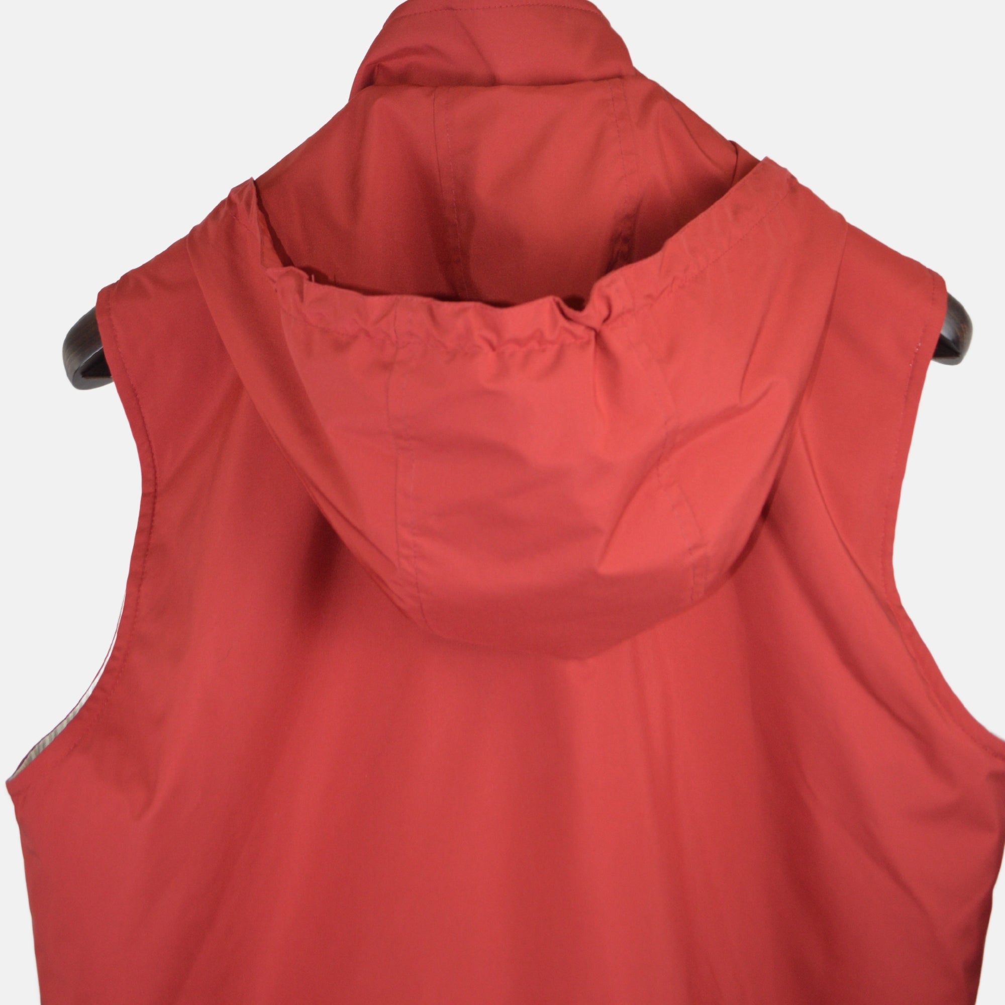 Red/White Lined Reversible Vest made of Linen/Silk (S)
