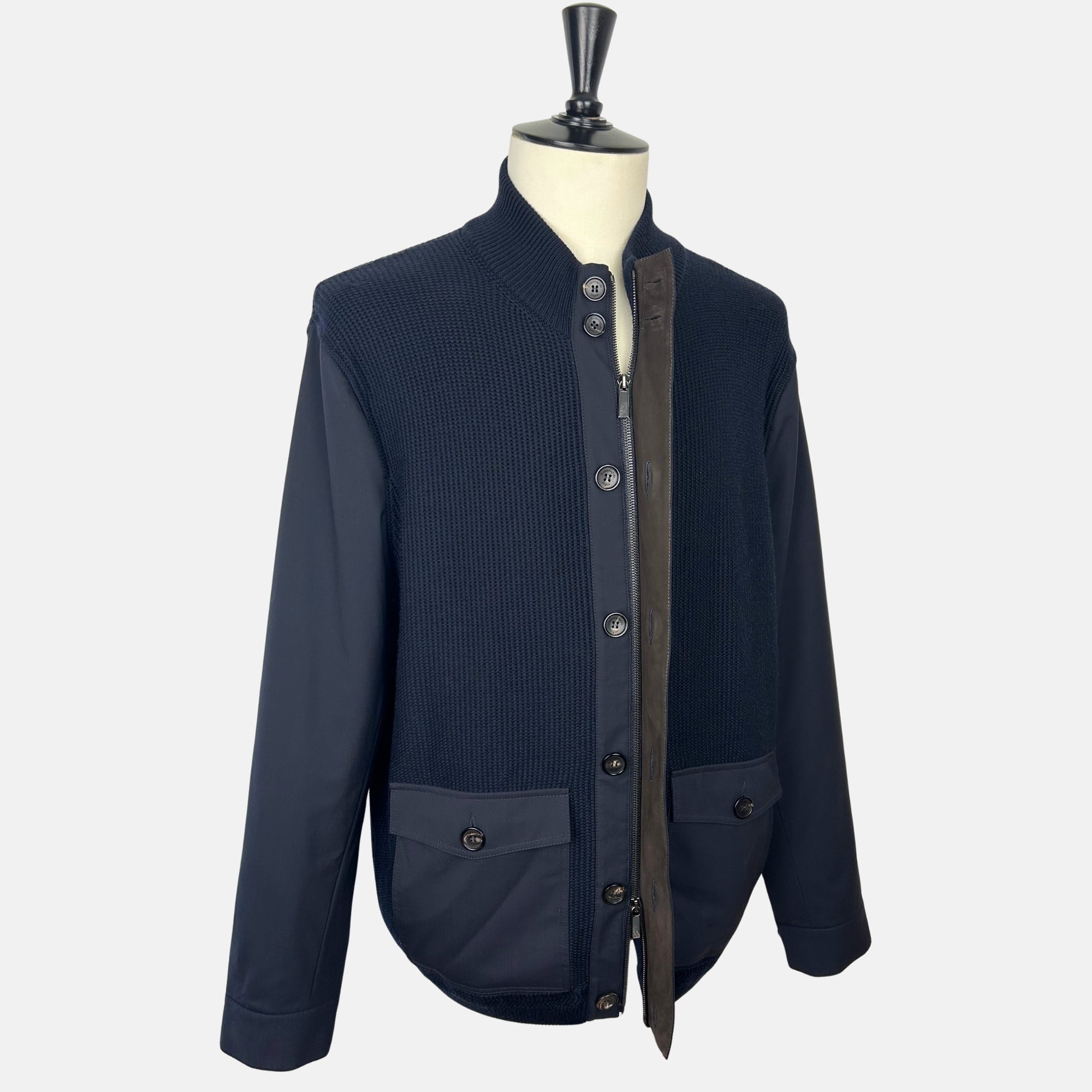 Navy Jacket made of Wool with Leather Details (EU 56)