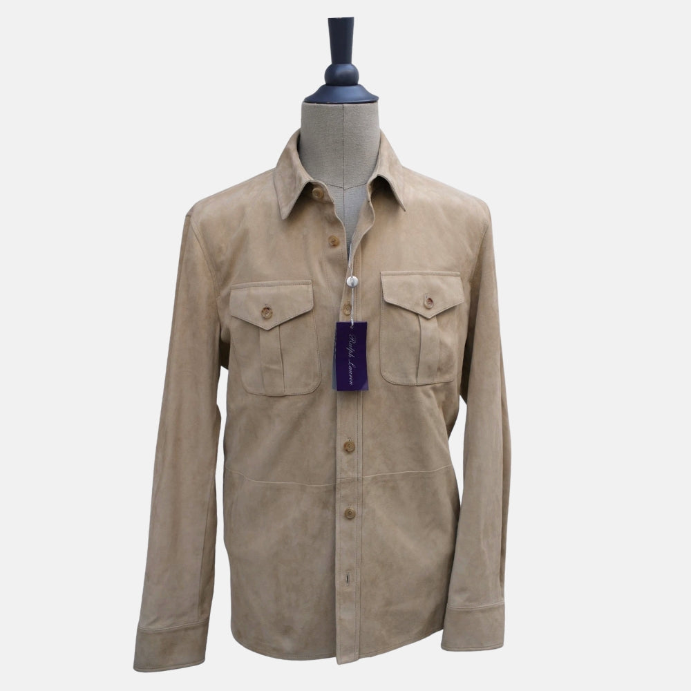 Wildlederhemdjacke in Beige (L)