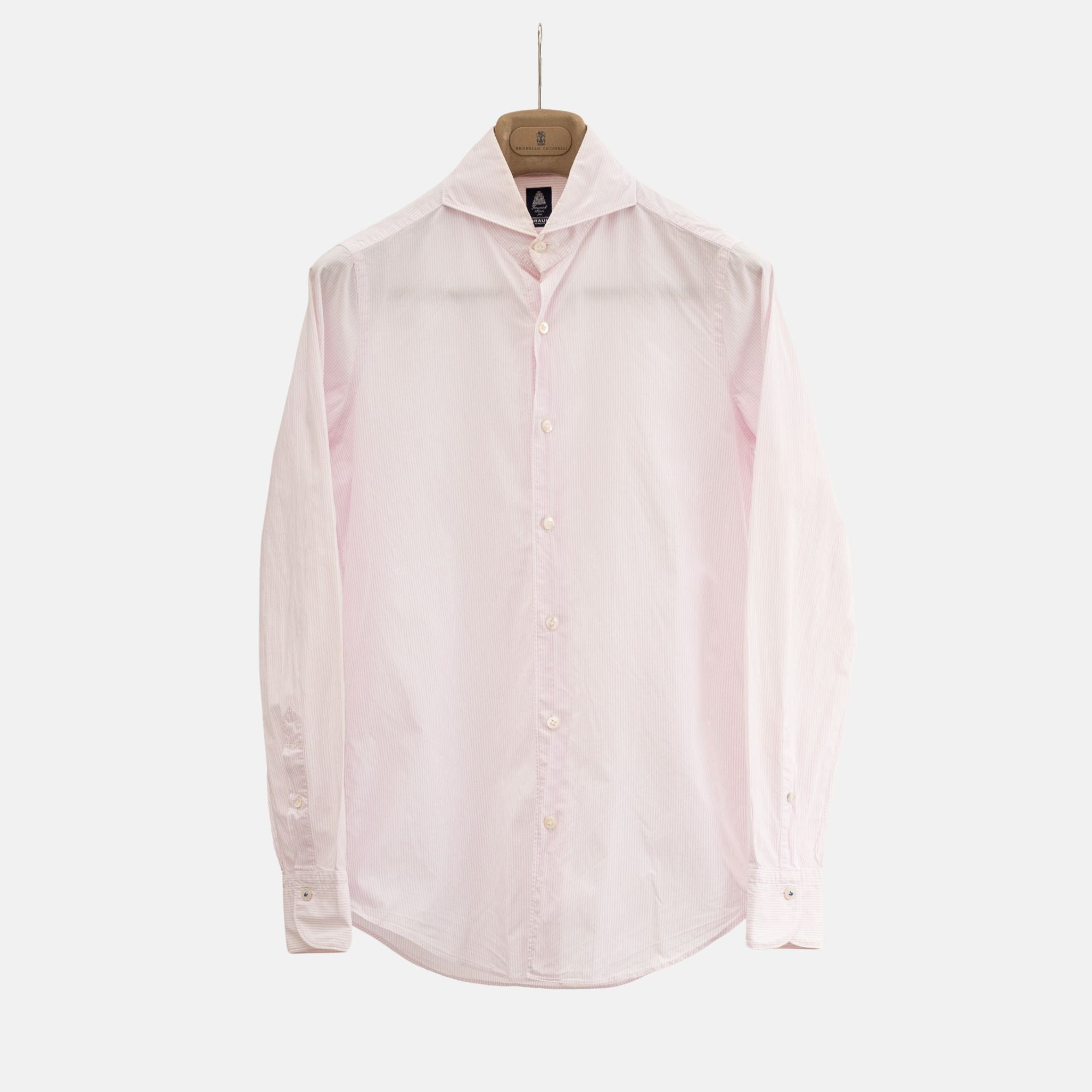 White/Pink Striped Cotton Shirt (S)