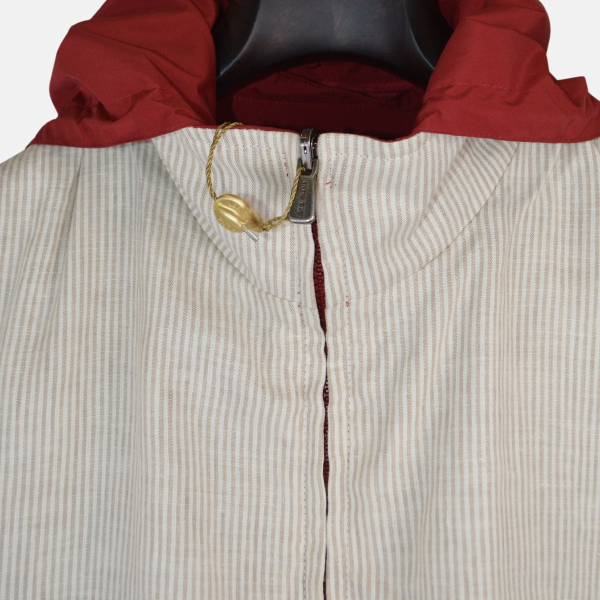 Red/White Lined Reversible Vest made of Linen/Silk (S)