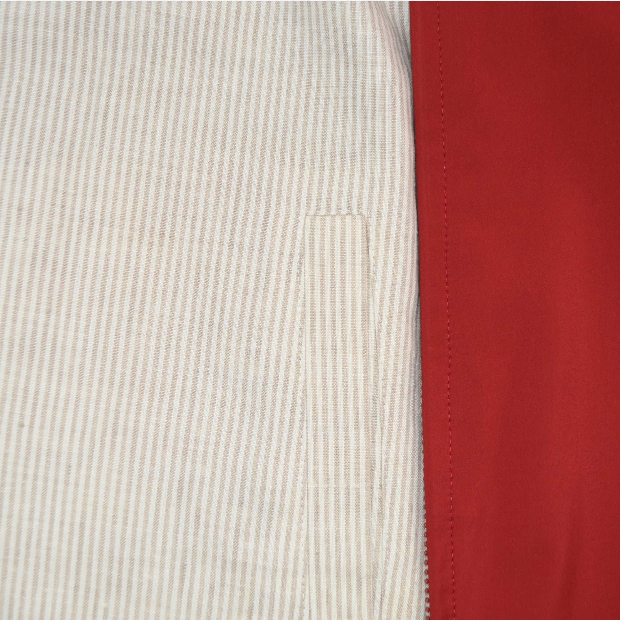 Red/White Lined Reversible Vest made of Linen/Silk (S)