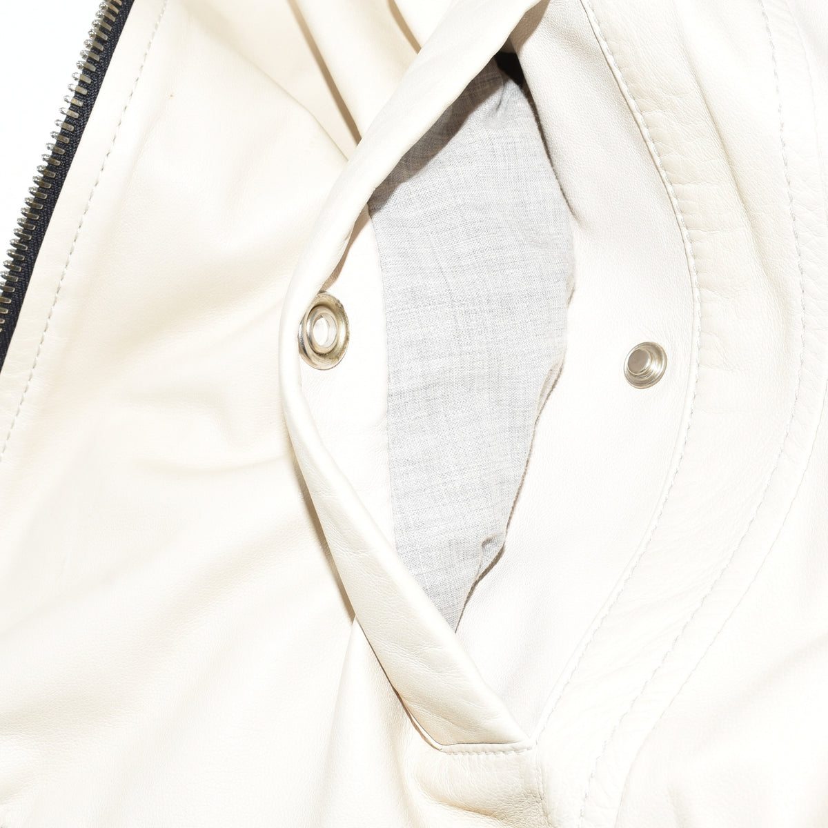 Off-White/ Grey Reversible Leather Jacket (L)
