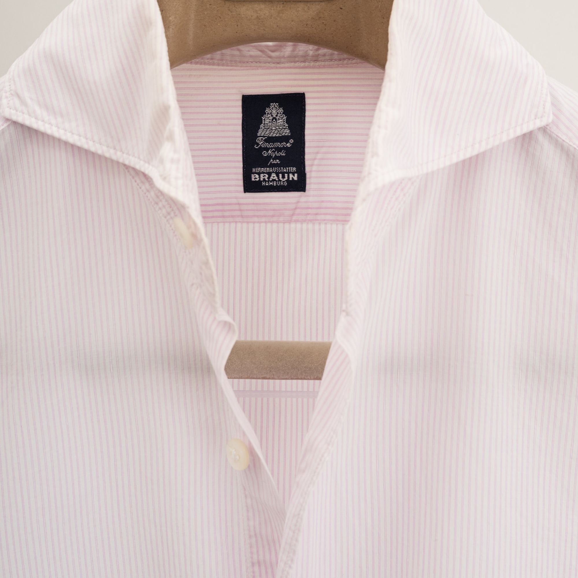 White/Pink Striped Cotton Shirt (S)