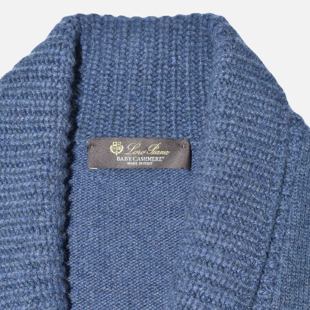 Blue Shawl Collar Sweater made of Baby Cashmere (EU 50)