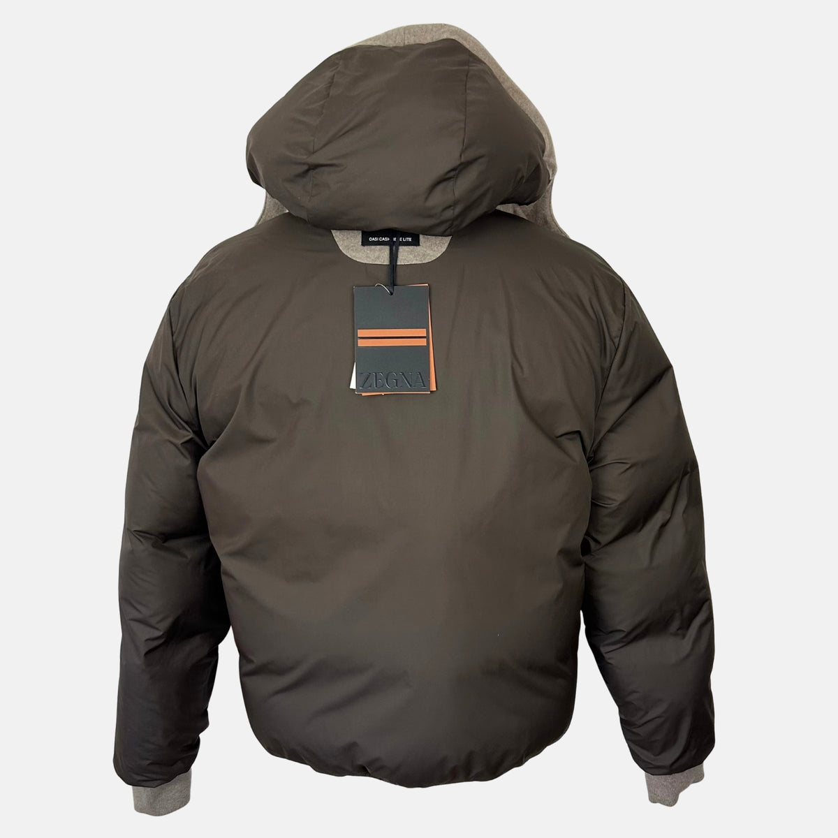 Greige Daunen-Bomberjacke aus Kaschmir (EU 48)