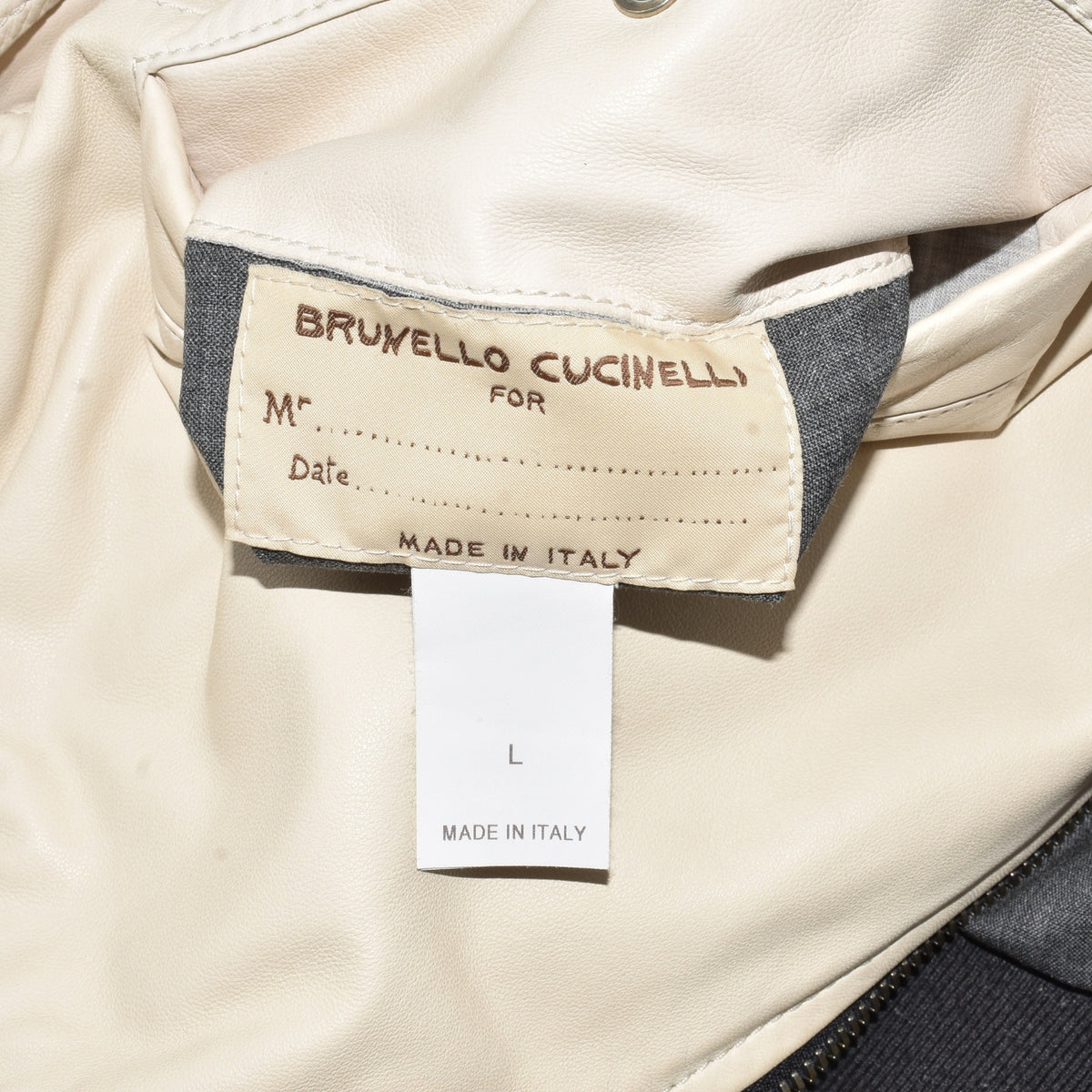 Off-White/ Grey Reversible Leather Jacket (L)