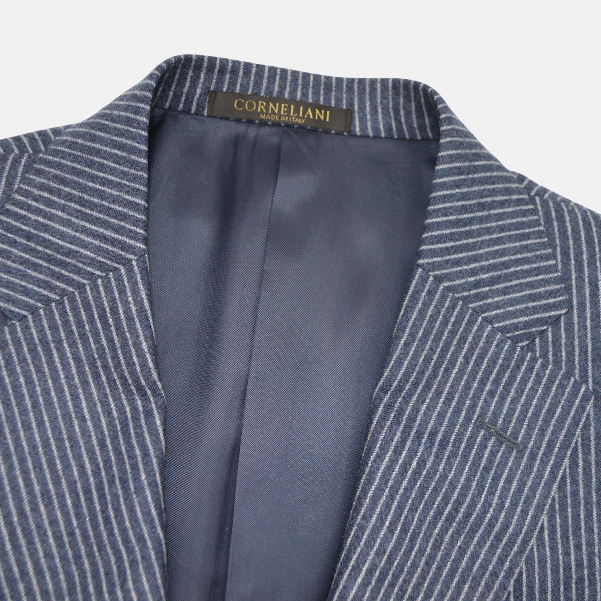 Blue/Grey Striped Suit made of Virgin Wool (EU 50)