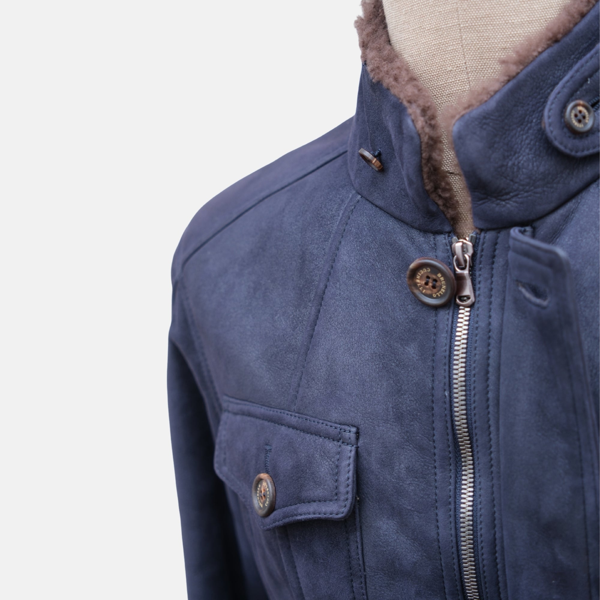 Navy Shearling Jacket (M)