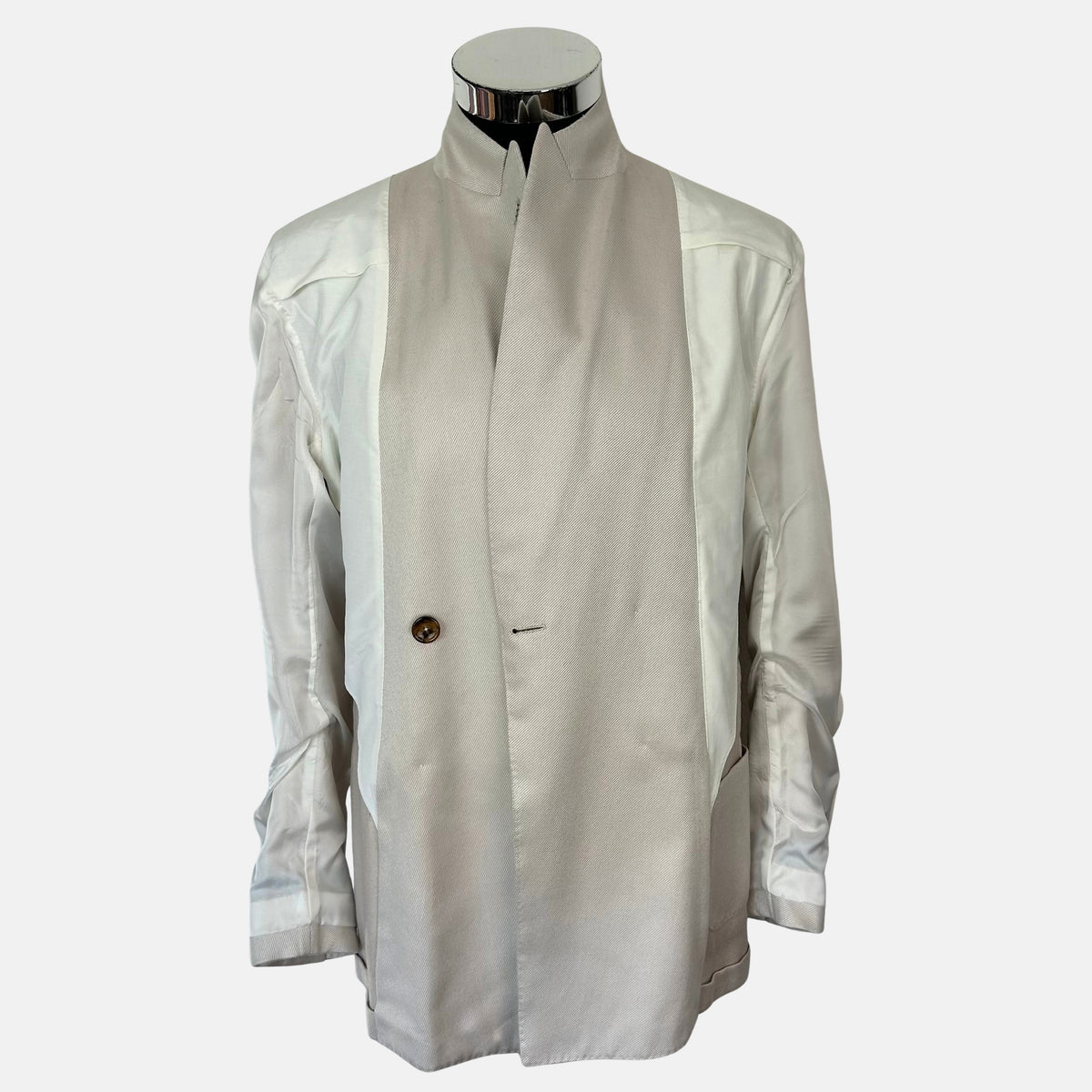 Ecru Double Breasted Blazer made of Cotton/Silk/Cashmere (EU 48)