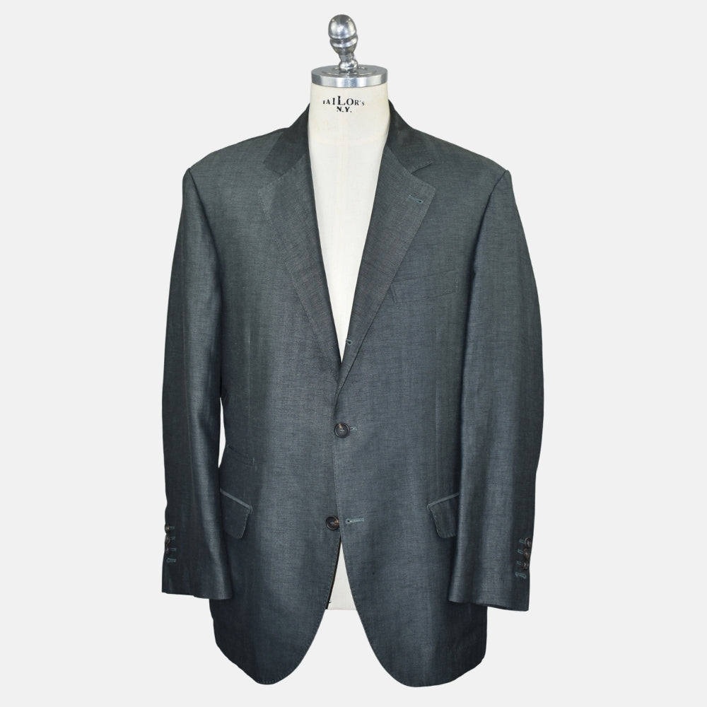 Grey Herringbone Blazer Wool