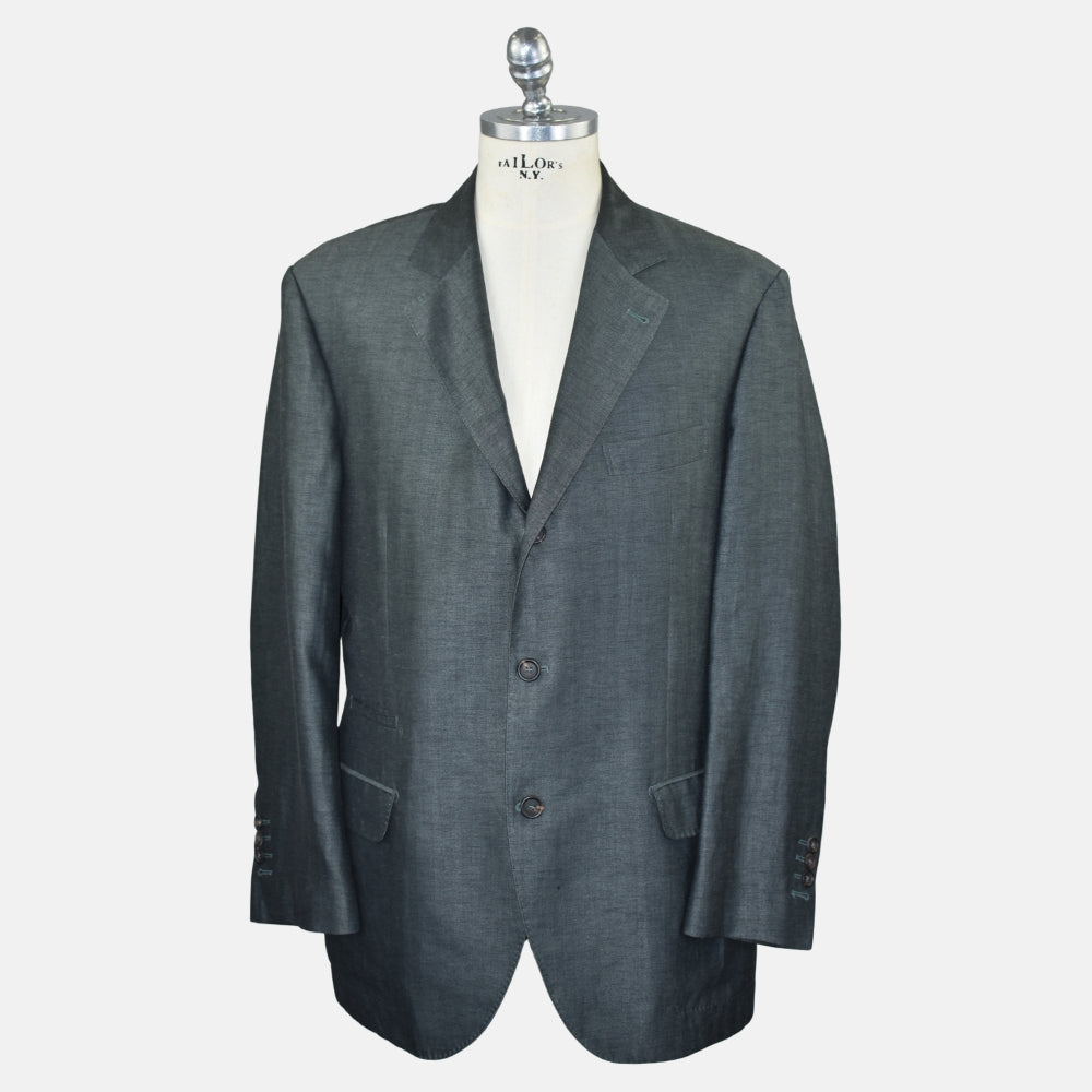 Grey Herringbone Blazer Wool