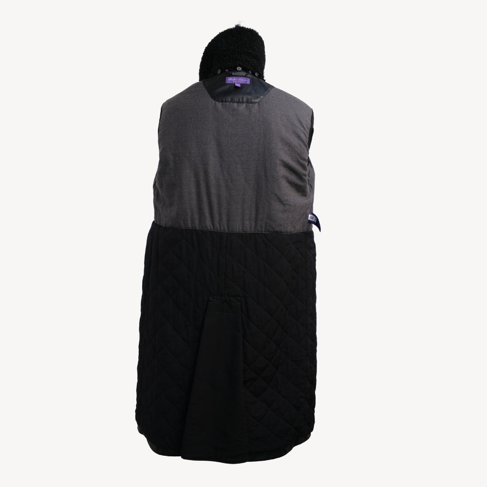 Black Leather Coat with Shearling Collar (S)