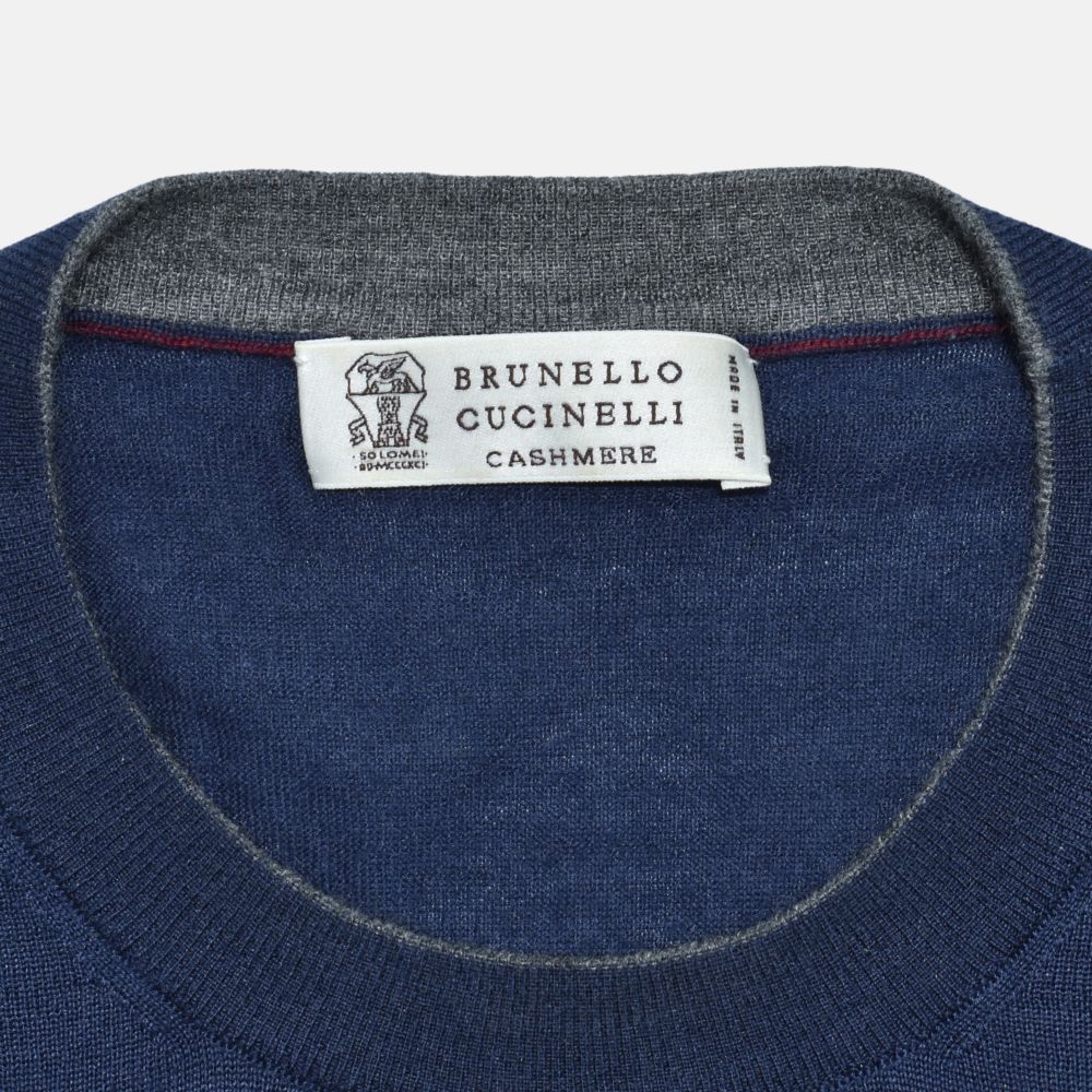 Blue Crewneck Cashmere/Silk (leather Patches)