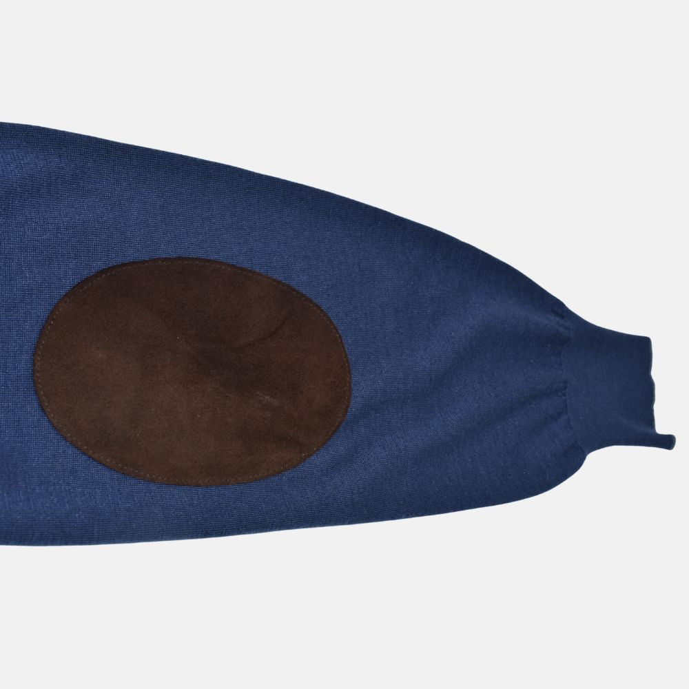 Blue Crewneck Cashmere/Silk (leather Patches)