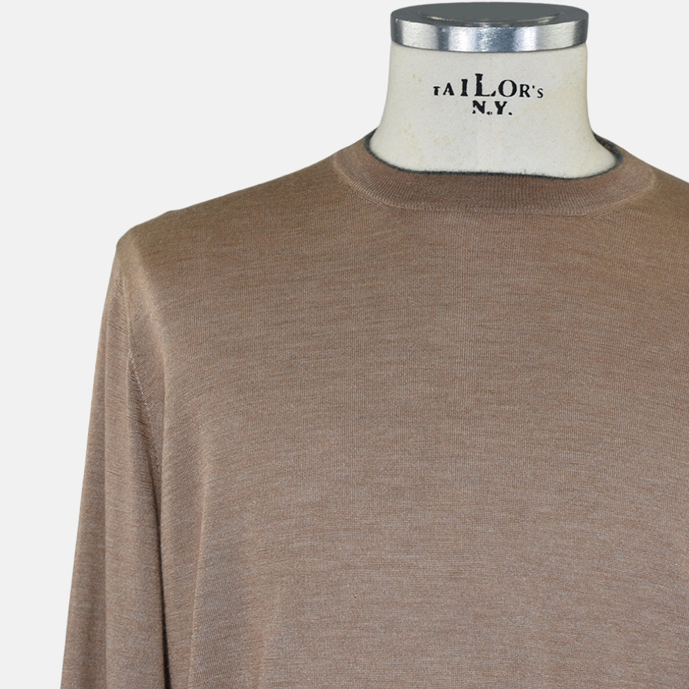 Beige Crewneck Cashmere Silk