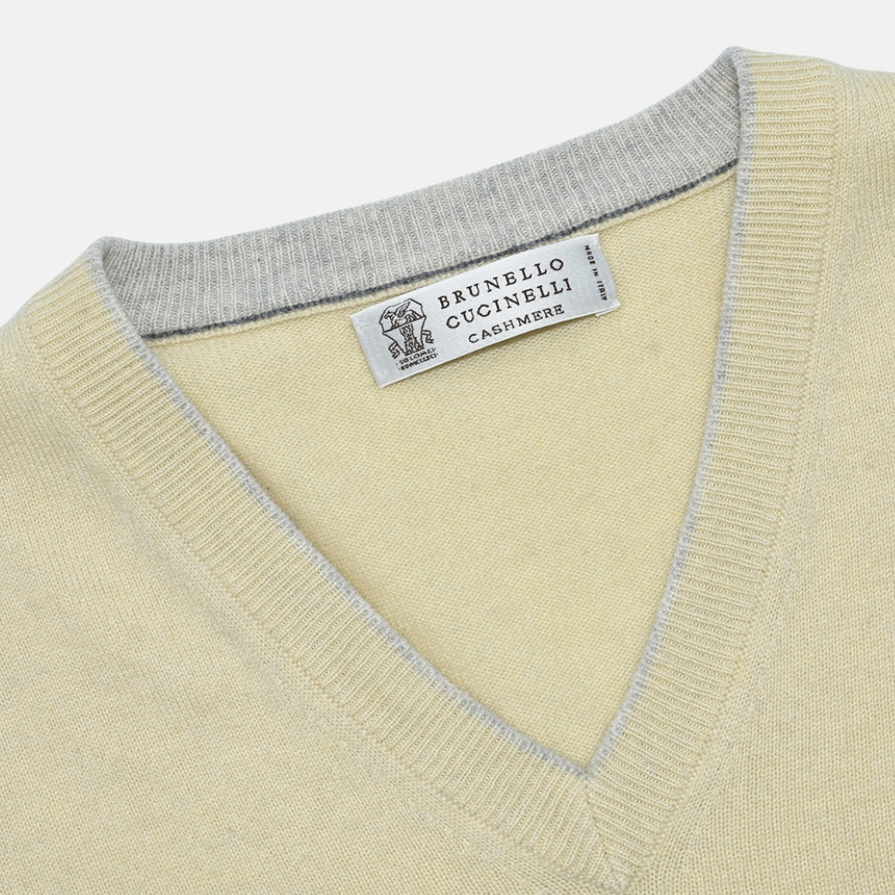 Yellow V Neck Cashmere