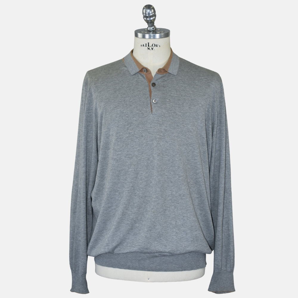 Grey Longsleeve Polo Cotton